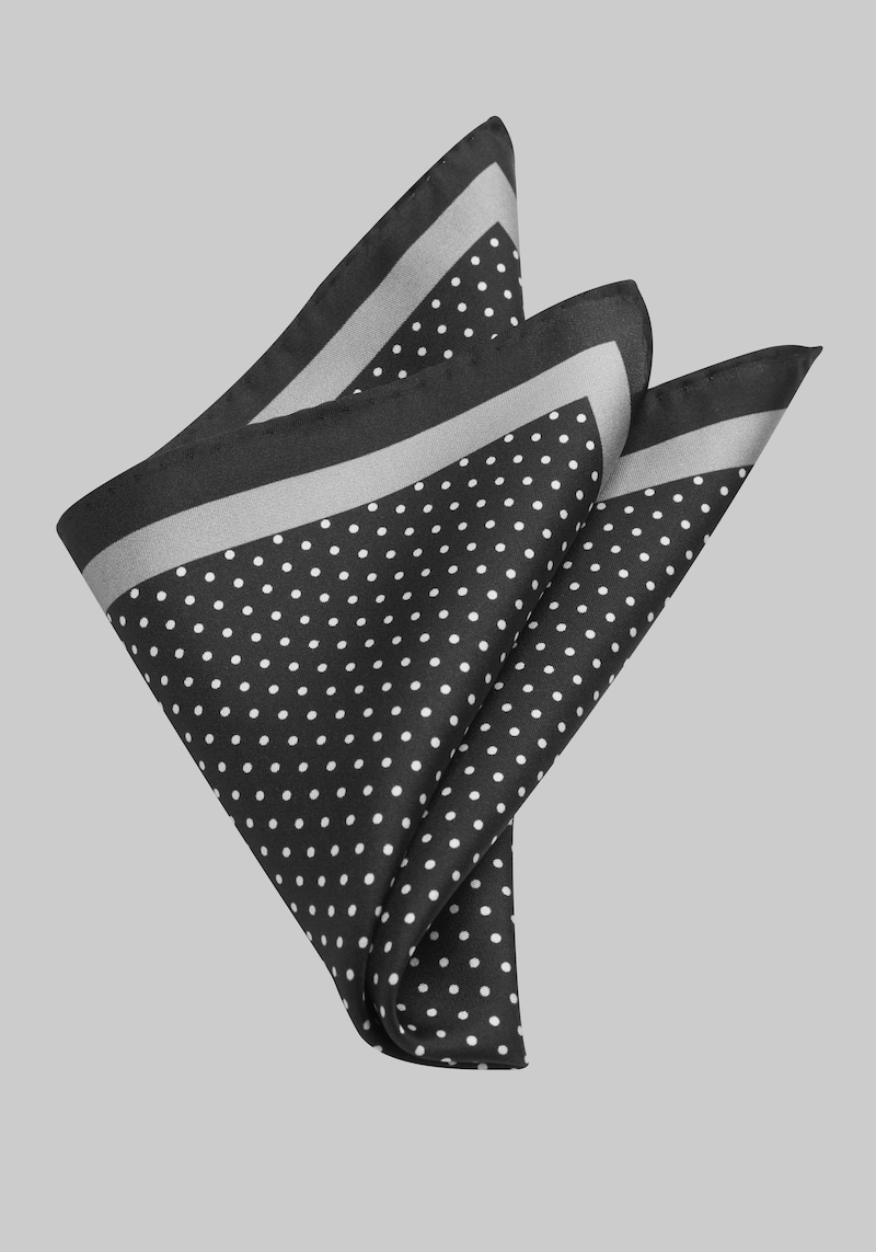 JoS. A. Bank Men's Classic Dot Pocket Square, Black, One Size