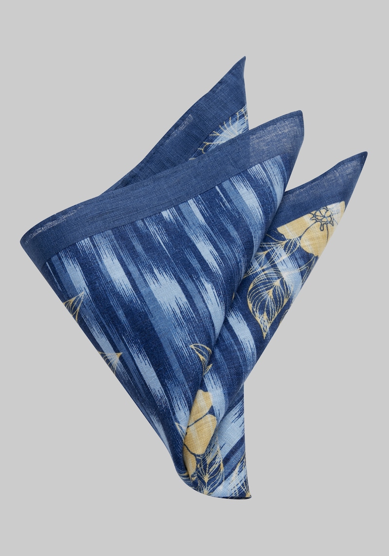 JoS. A. Bank Men's Abstract Floral Pocket Square, Blue, One Size