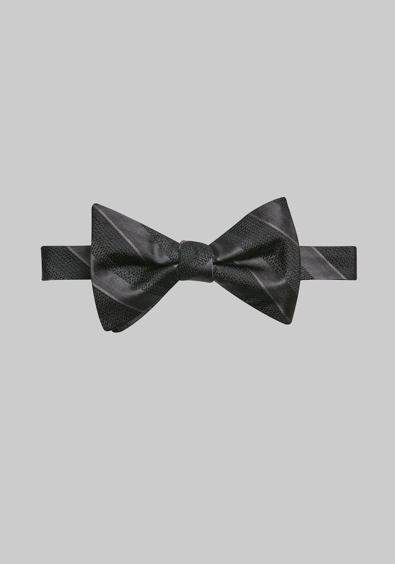 Men's Reserve Collection Subtle Stripe Bow Tie, Black, One Size