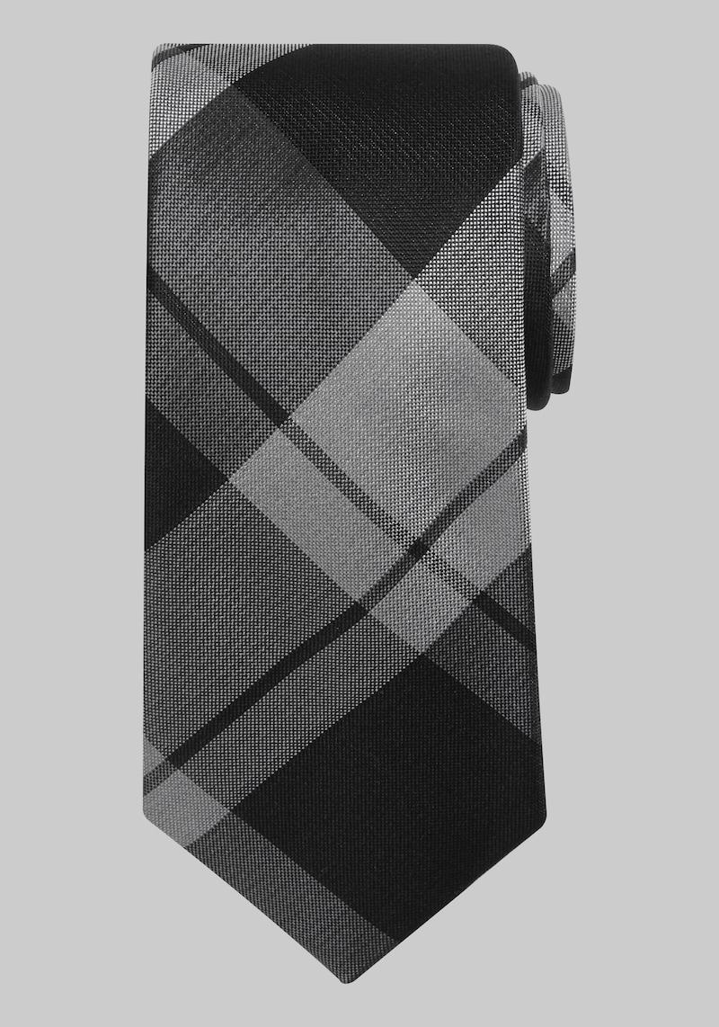 JoS. A. Bank Men's Simple Plaid Tie, Black, One Size