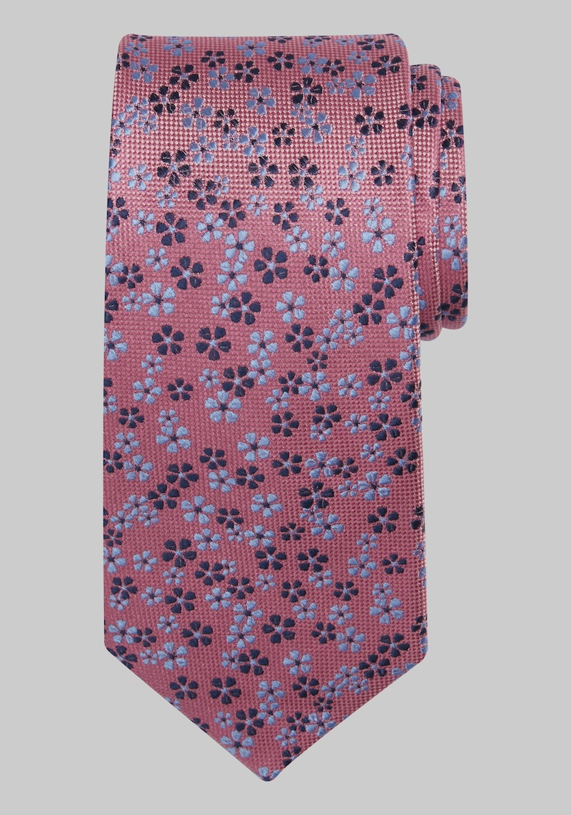 JoS. A. Bank Men's Traveler Collection Tossed Floral Tie, Pink, One Size