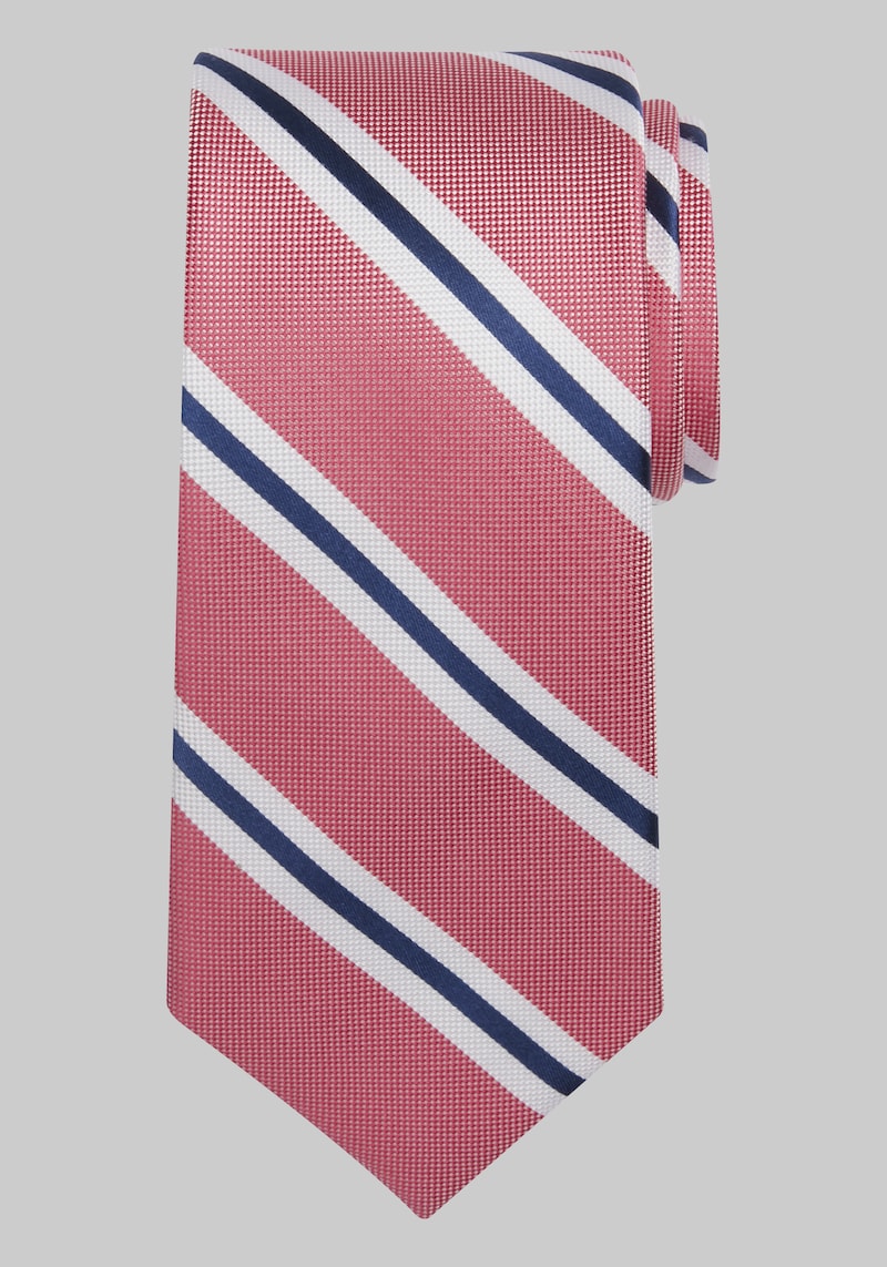 JoS. A. Bank Men's Traveler Collection Oxford Satin Stripe Tie, Berry