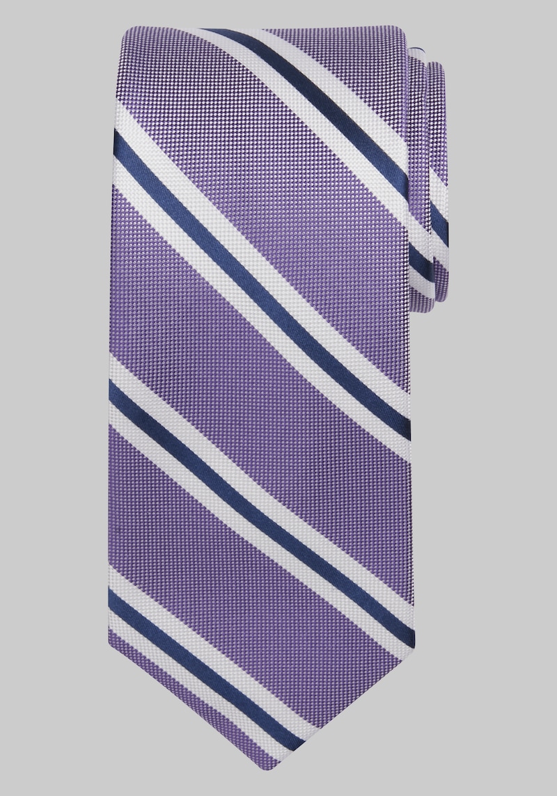 Men's Traveler Collection Oxford Satin Stripe Tie, Purple