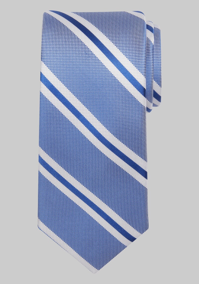 Men's Traveler Collection Oxford Satin Stripe Tie, Blue