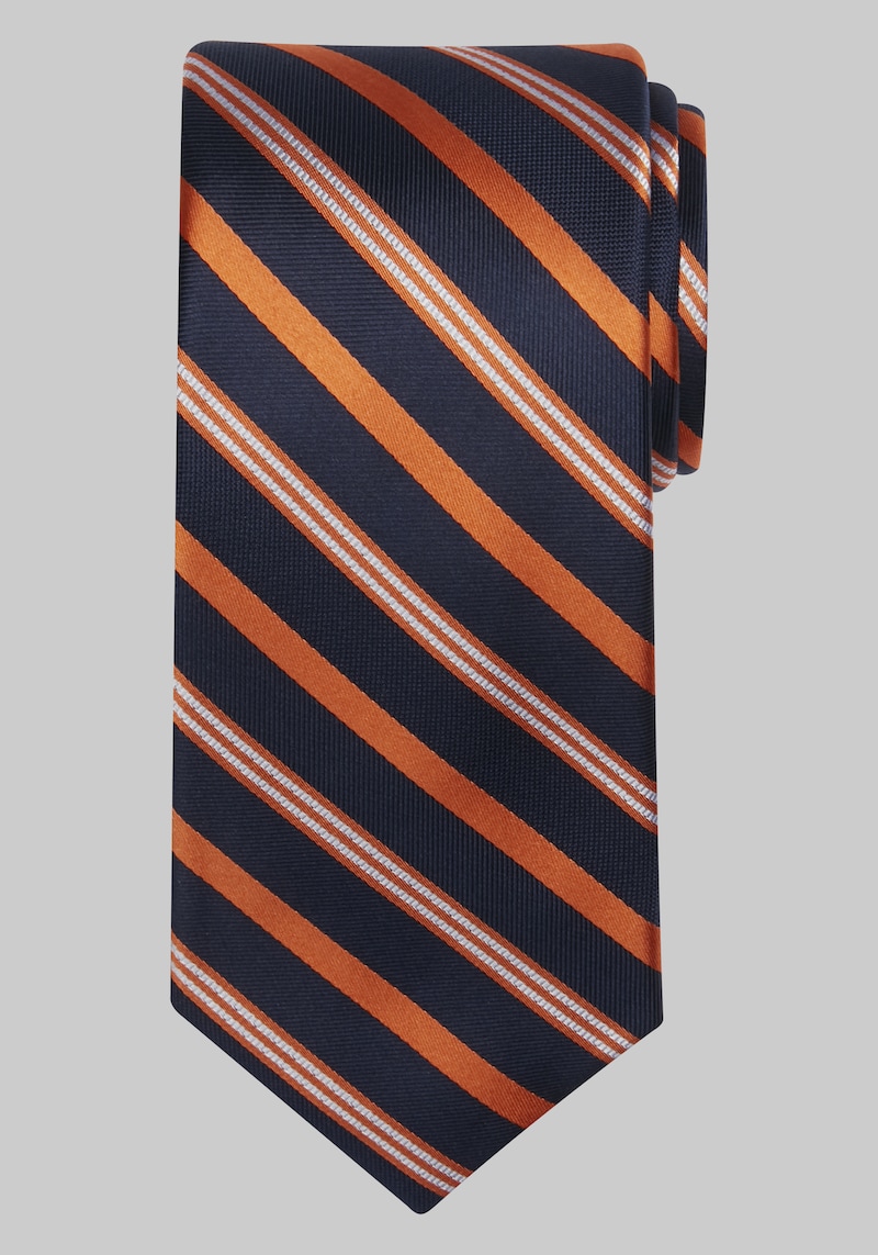 Men's Traveler Collection Color Pop Stripe Tie, Orange, One Size