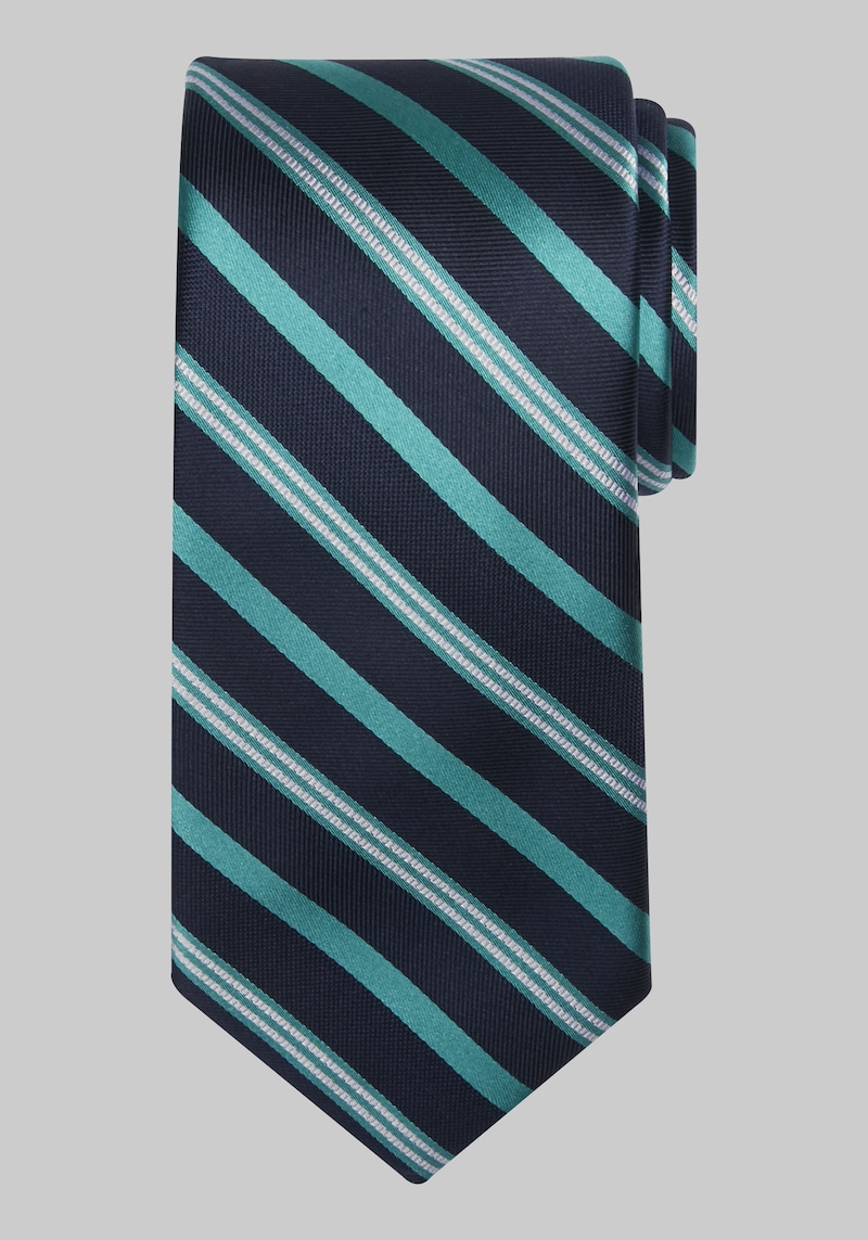 Men's Traveler Collection Color Pop Stripe Tie, Aqua, One Size