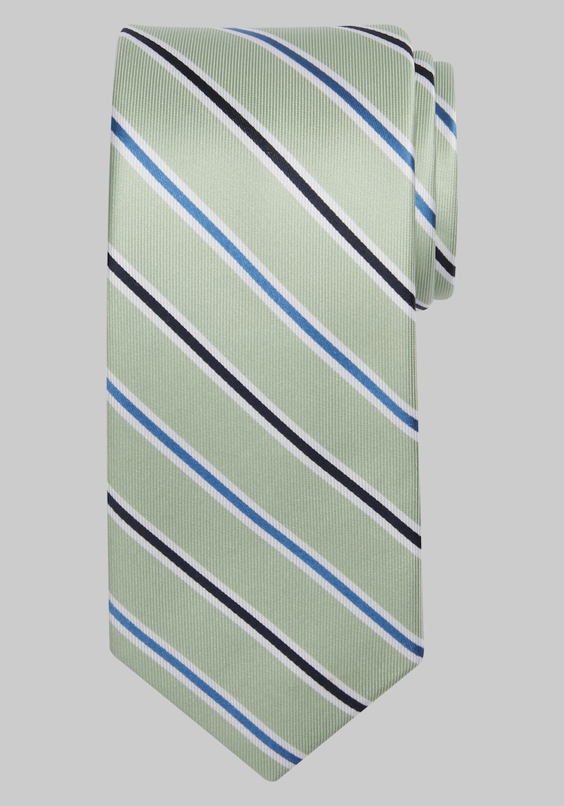 JoS. A. Bank Men's Traveler Collection Twill Satin Stripe Tie, Green, One Size