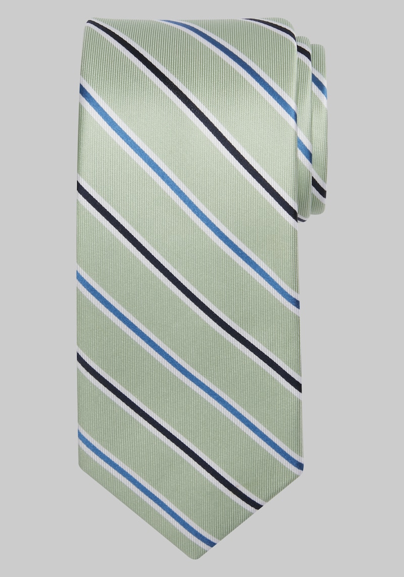 Men's Traveler Collection Twill Satin Stripe Tie, Green, One Size