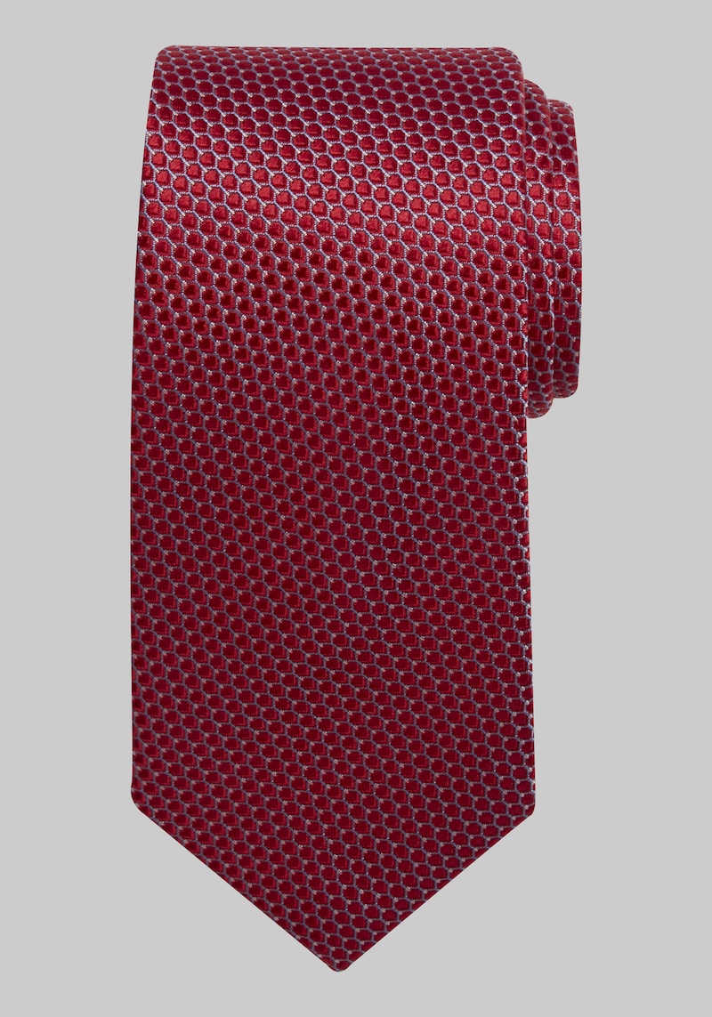 Men's Traveler Collection Mini Shell Tie, Red, One Size