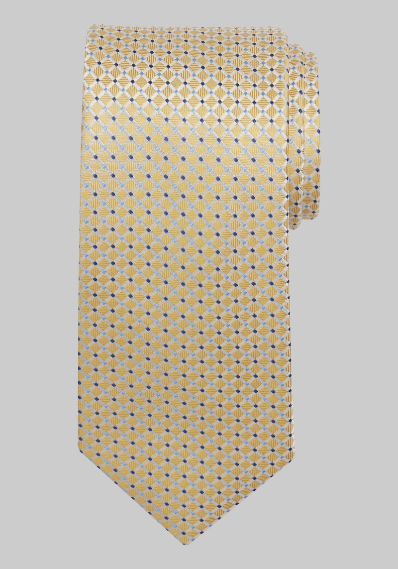 JoS. A. Bank Men's Traveler Collection Mini Check Tie, Yellow, One Size
