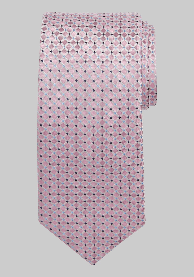 JoS. A. Bank Men's Traveler Collection Mini Check Tie, Pink, One Size