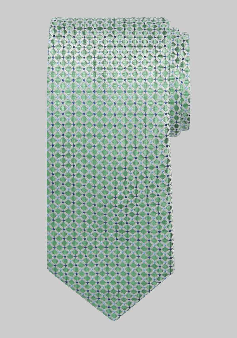 Men's Traveler Collection Mini Check Tie, Green, One Size