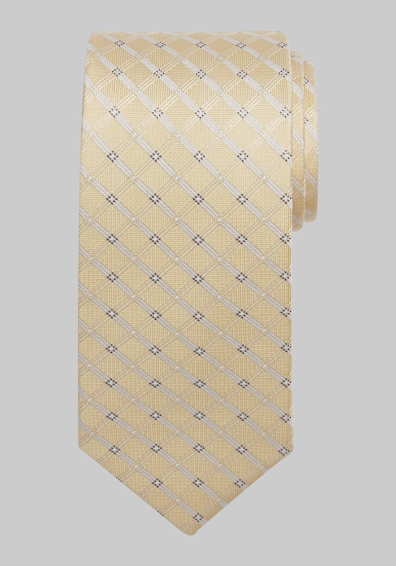 JoS. A. Bank Men's Traveler Collection Frosted Grid Tie, Yellow, One Size