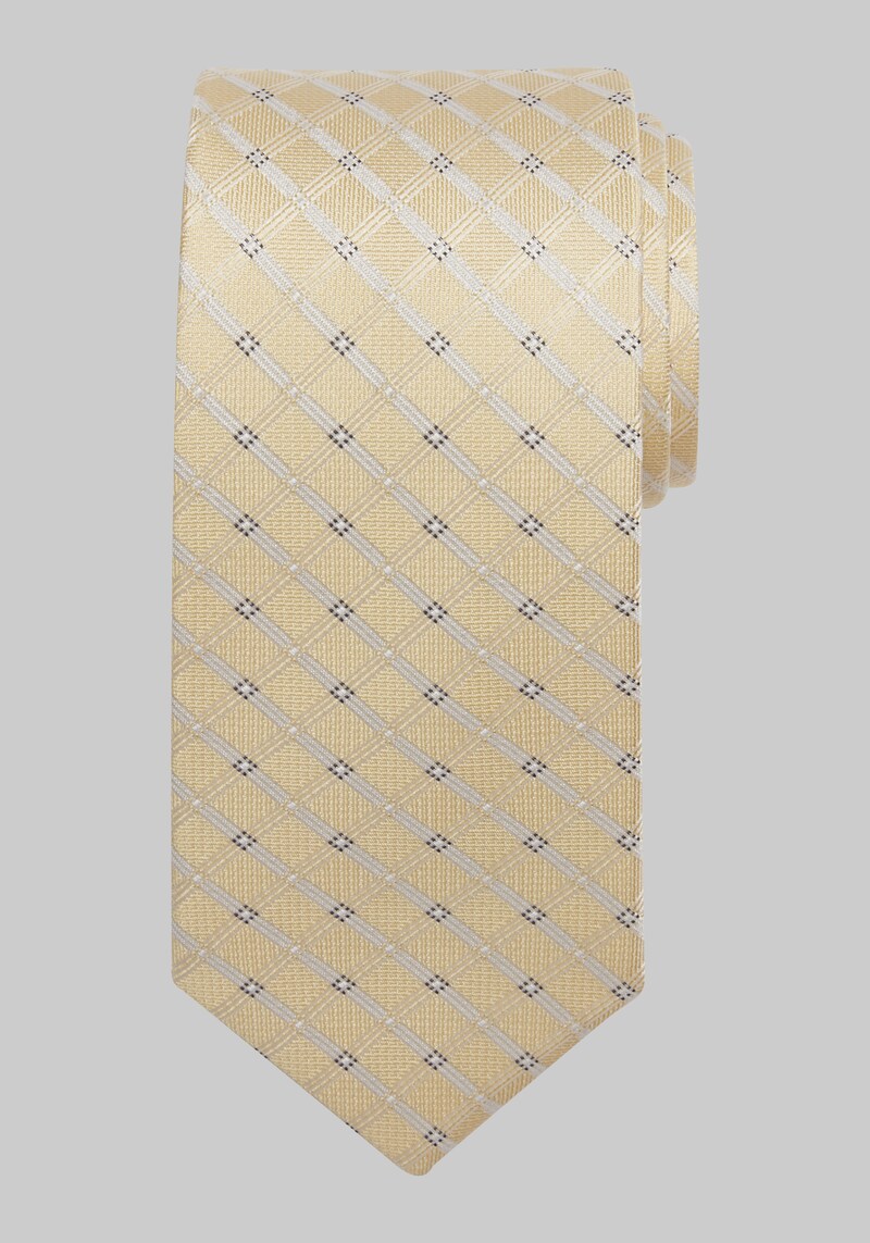 JoS. A. Bank Men's Traveler Collection Frosted Grid Tie, Yellow, One Size