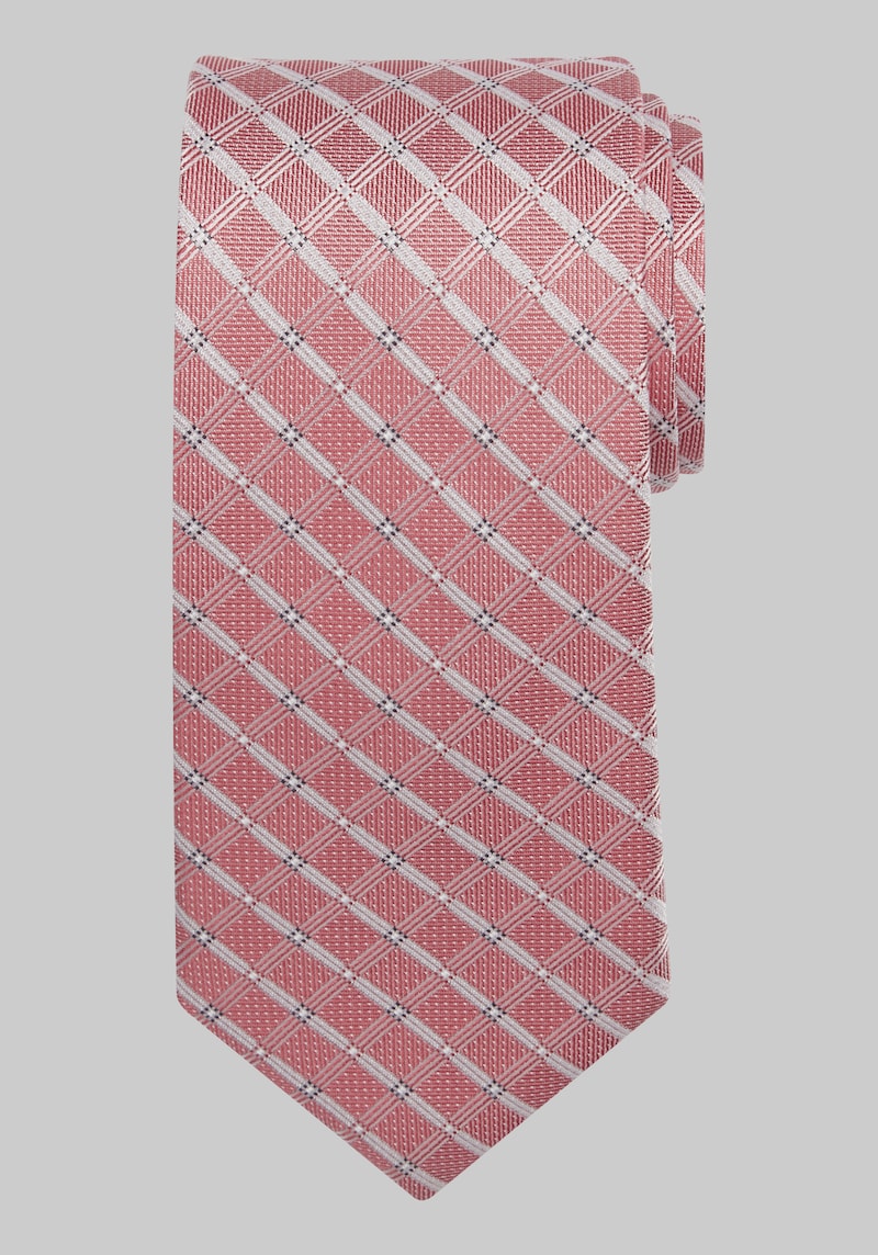 JoS. A. Bank Men's Traveler Collection Frosted Grid Tie, Coral, One Size