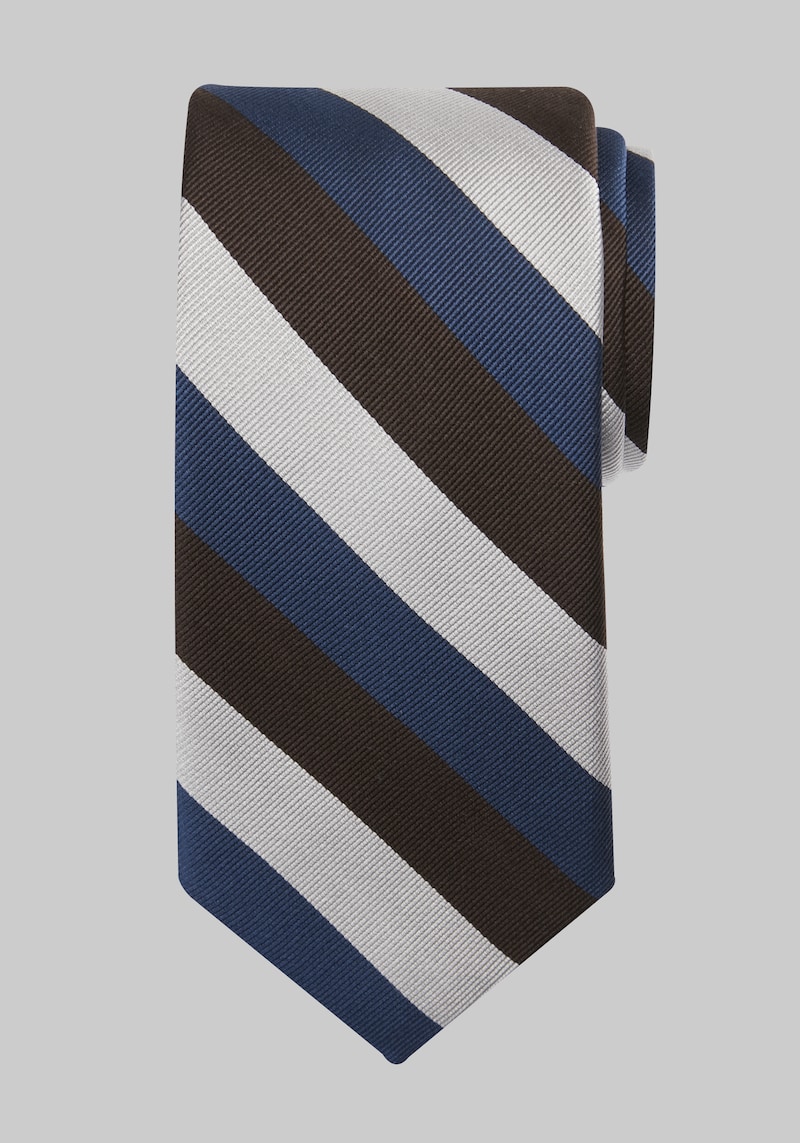 JoS. A. Bank Men's Triple Stripe Tie, Brown, One Size