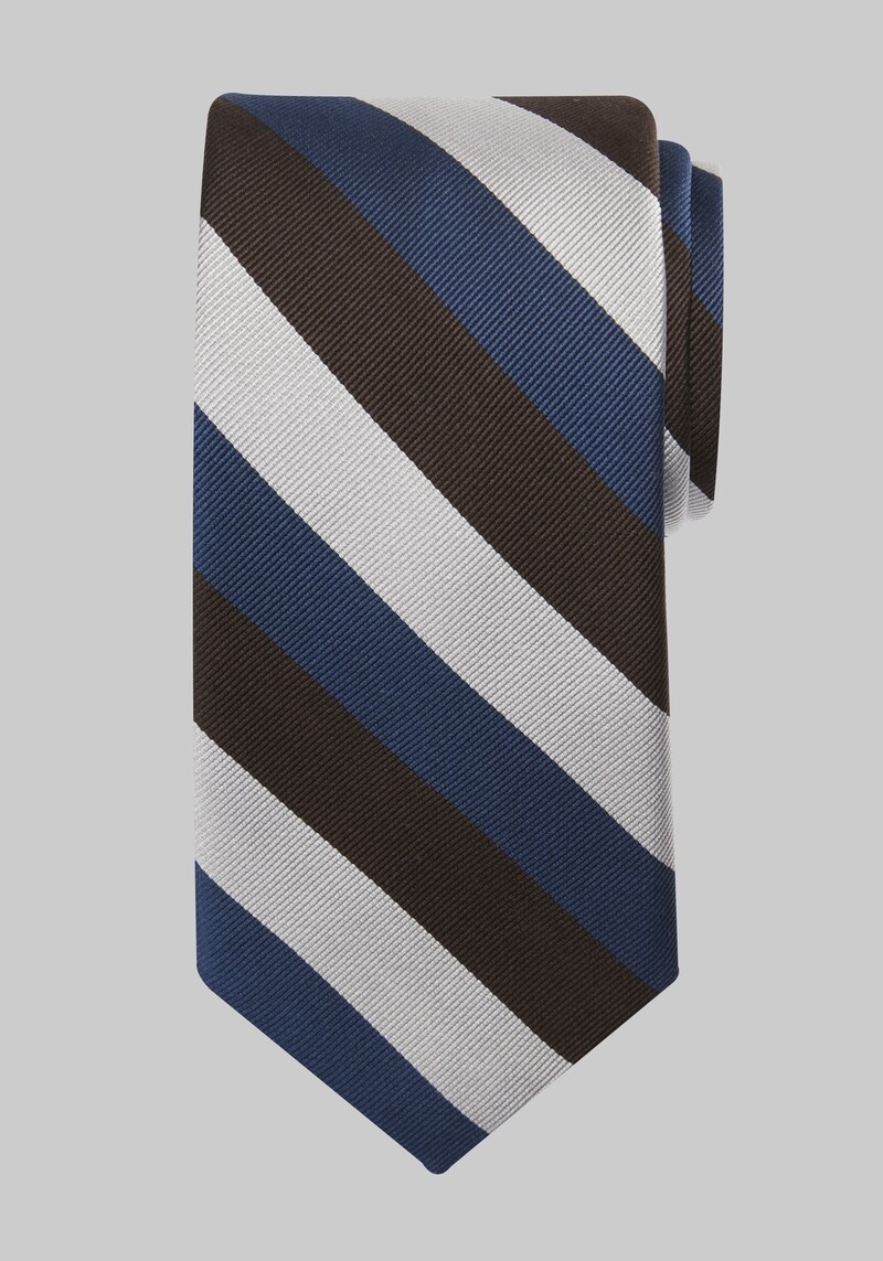 Men's Triple Stripe Tie, Brown, One Size