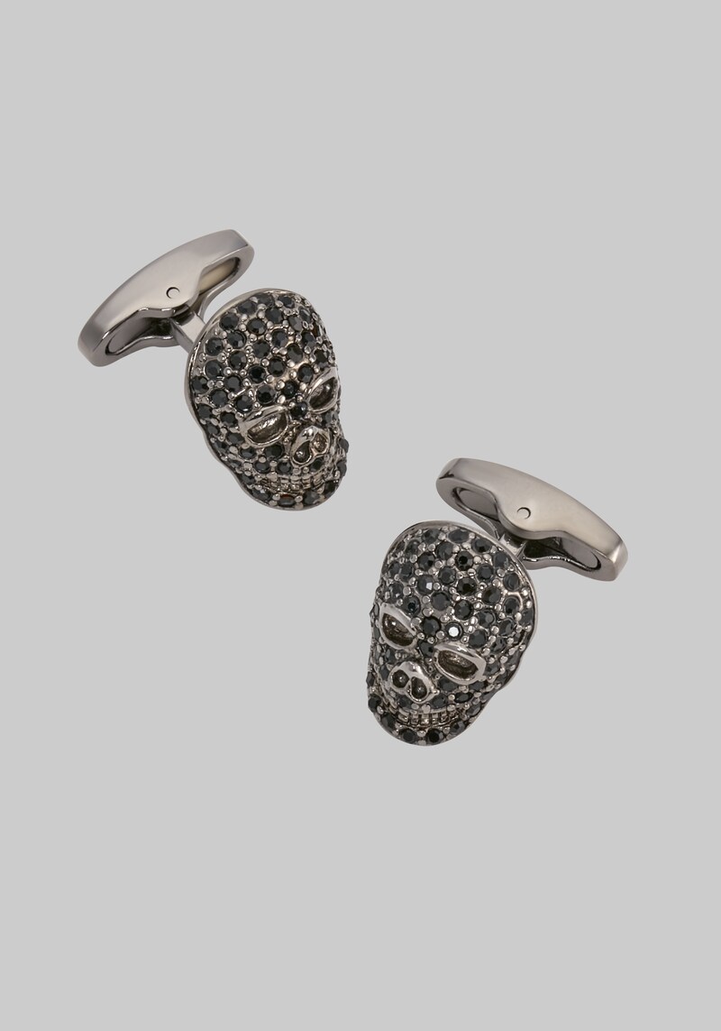 Men's Skull Cufflinks, Gunmetal, One Size