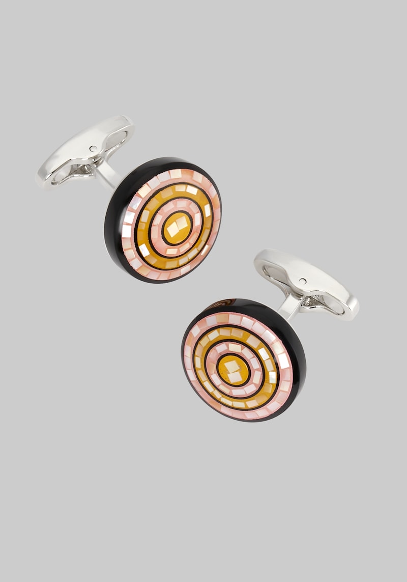 Men's Mother-Of-Pearl & Shell Cufflinks, Metal Silver