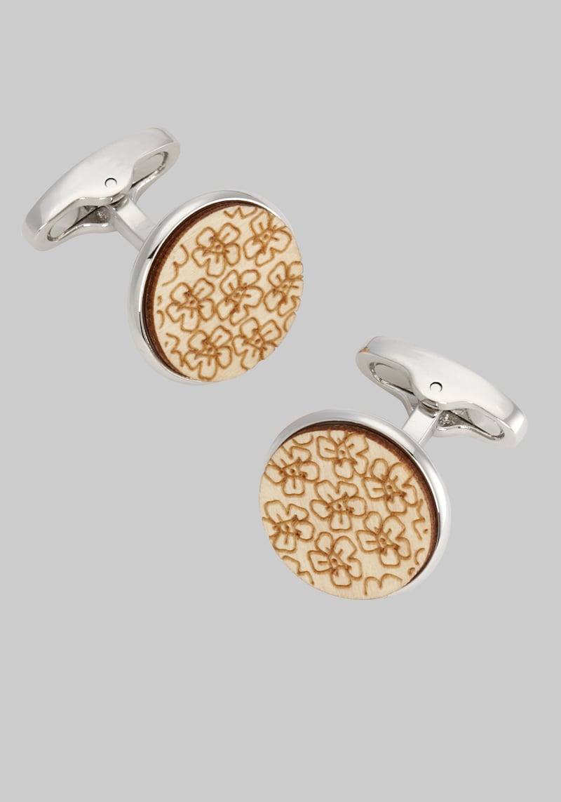 Men's Mother-Of-Pearl Floral Mosaic Cufflinks, Metal Silver, One Size