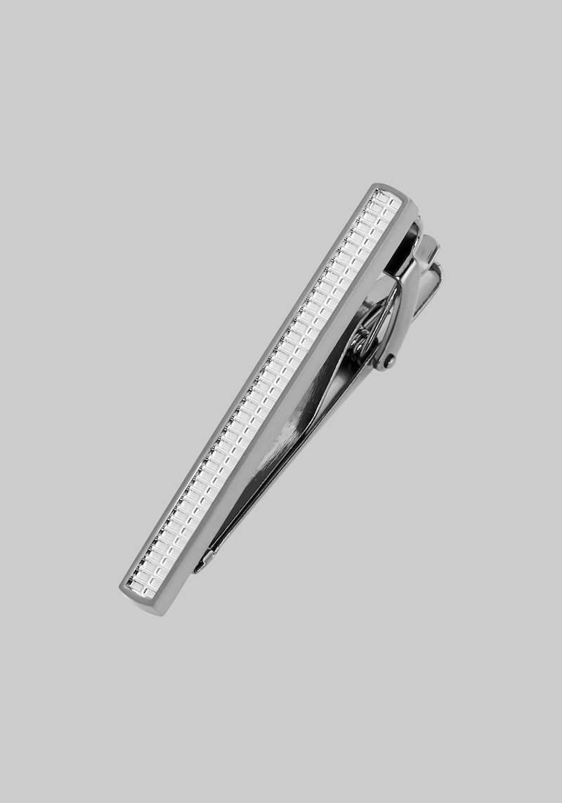 Men's Grid Tie Bar, Gunmetal, One Size