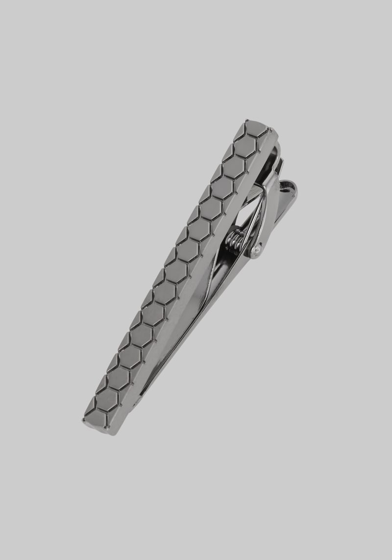 Men's Geo Tie Bar, Gunmetal, One Size