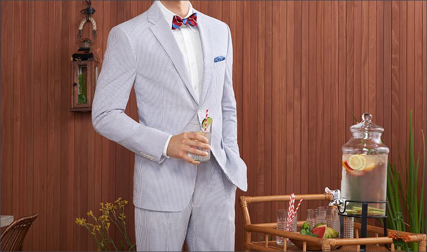 Blue sear sucker on sale suit