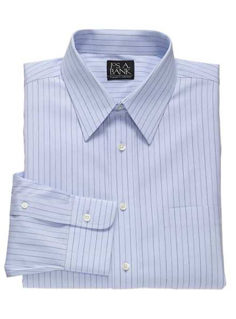 Traveler Collection Traditional Fit Point Collar Pinstripe Dress Shirt ...