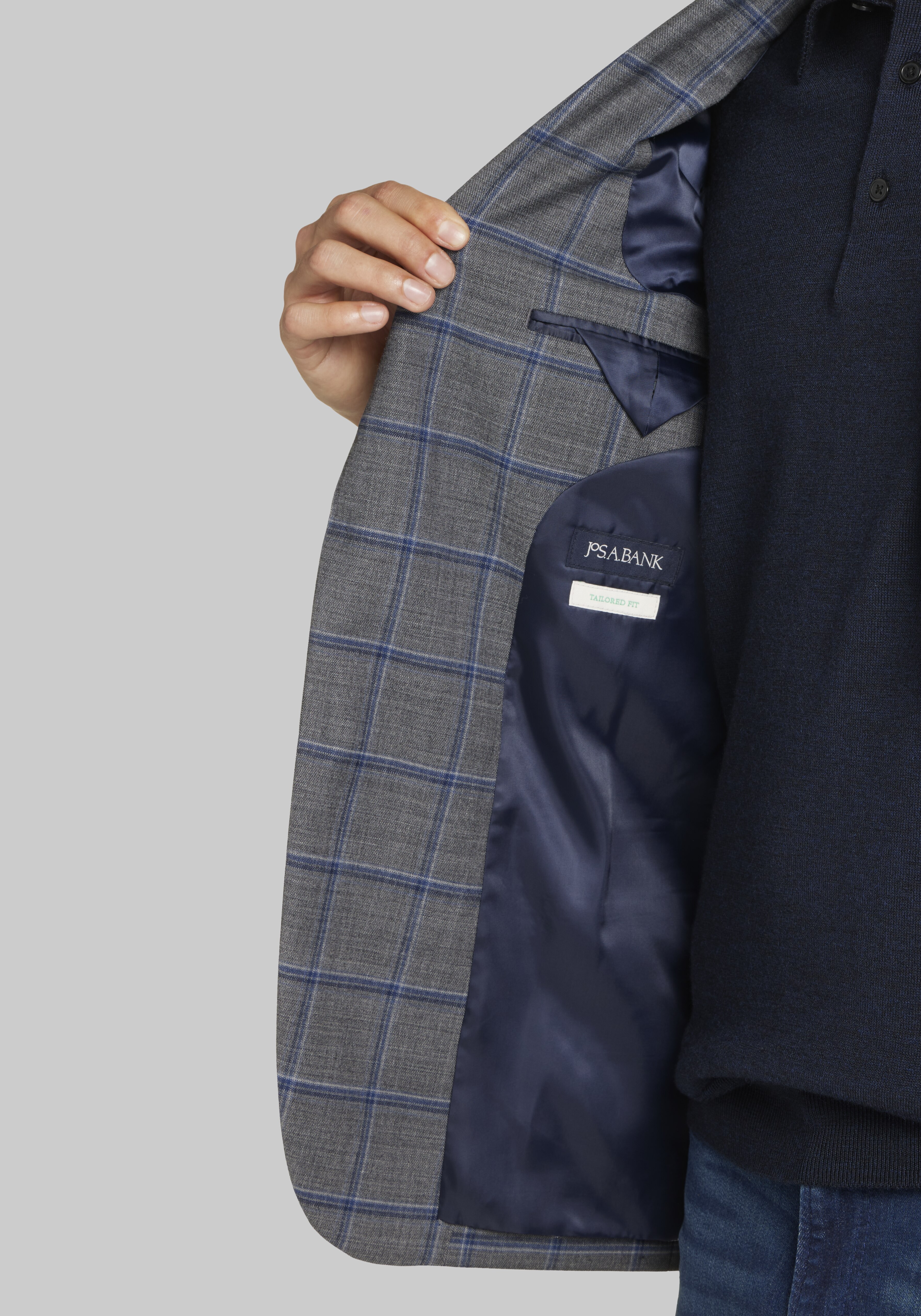 Jos. A. Bank Tailored Fit Windowpane Plaid Sportcoat CLEARANCE