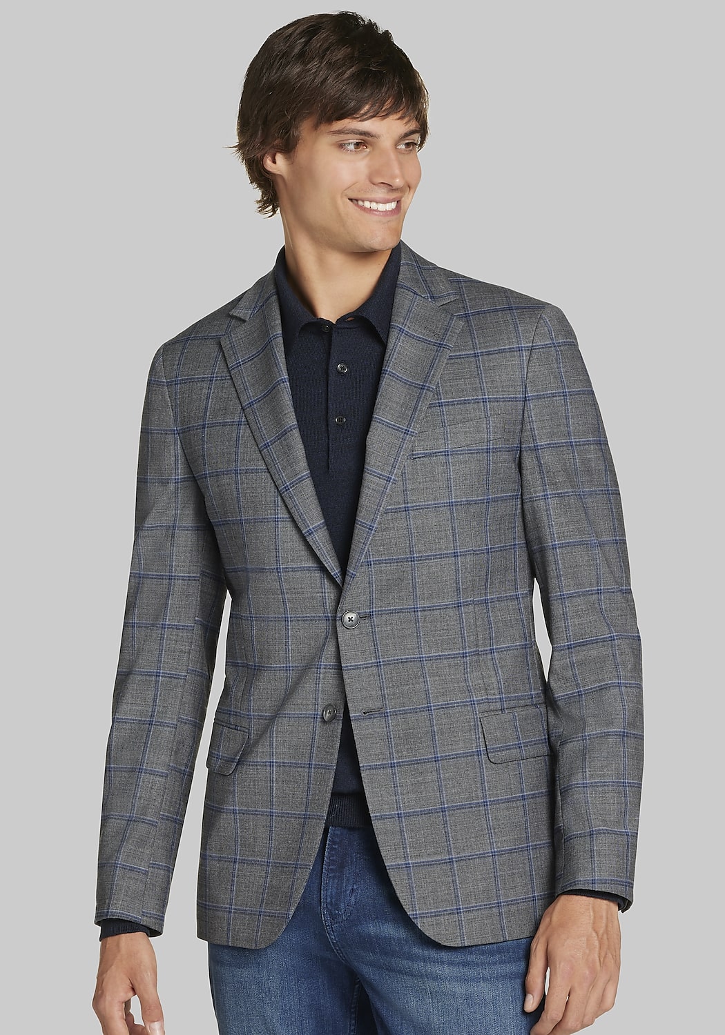 Jos. A. Bank Tailored Fit Windowpane Plaid Sportcoat CLEARANCE