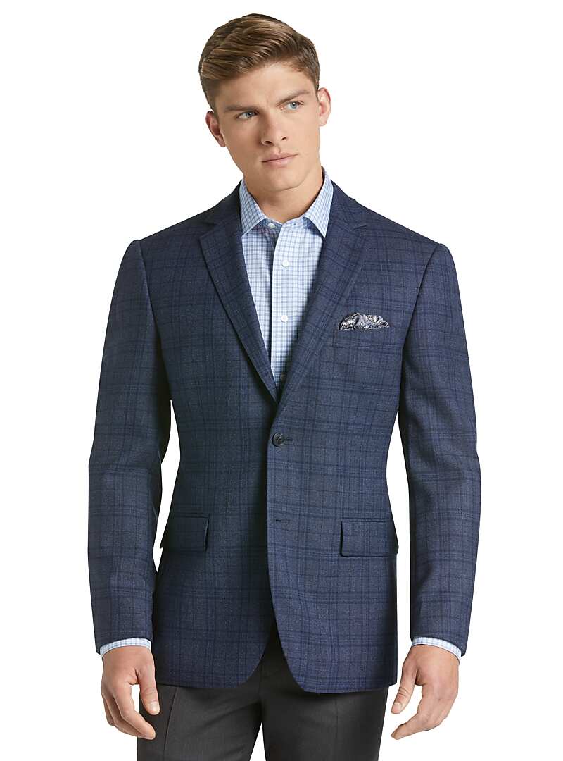 Traveler Collection Tailored Fit Plaid Sportcoat - Big & Tall CLEARANCE ...