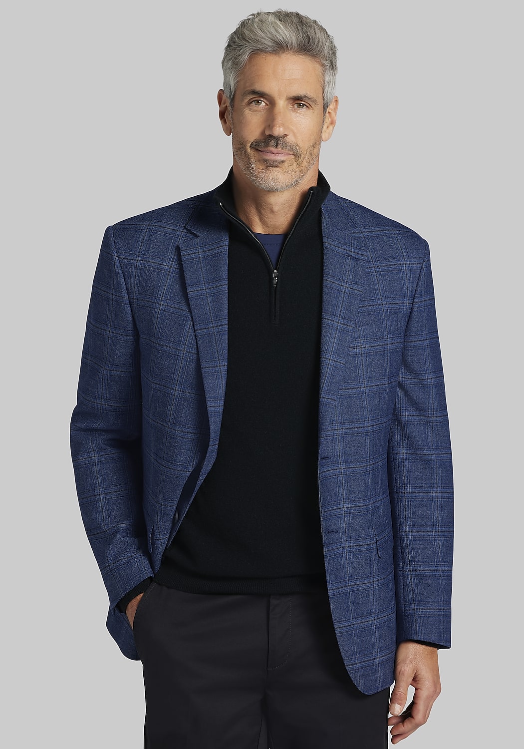 Traveler&reg; Collection Tailored Fit Plaid Sportcoat CLEARANCE