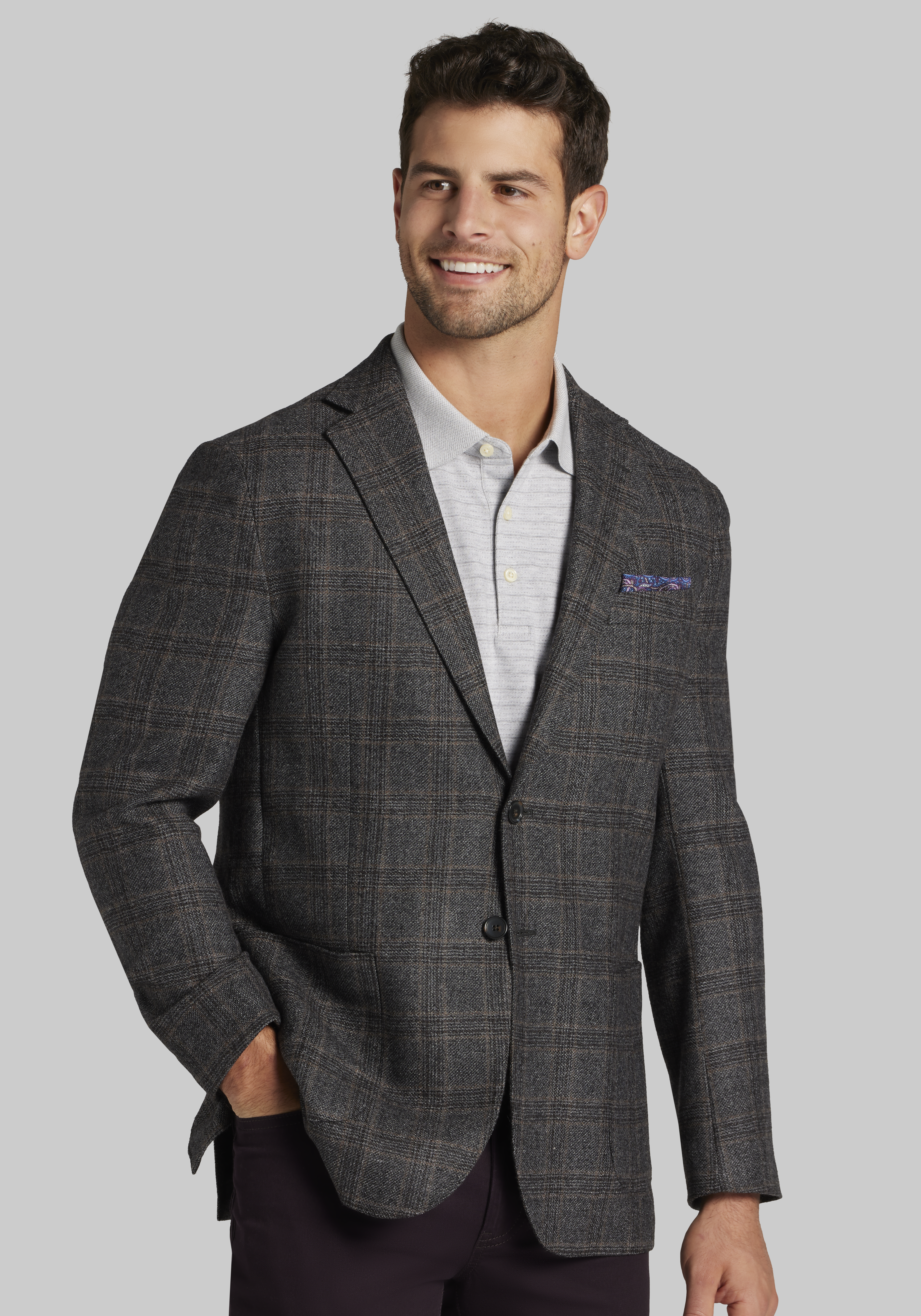 Reserve Collection Cashmere Blend Tailored Fit Plaid Sportcoat Reserve Sportcoats Jos A Bank