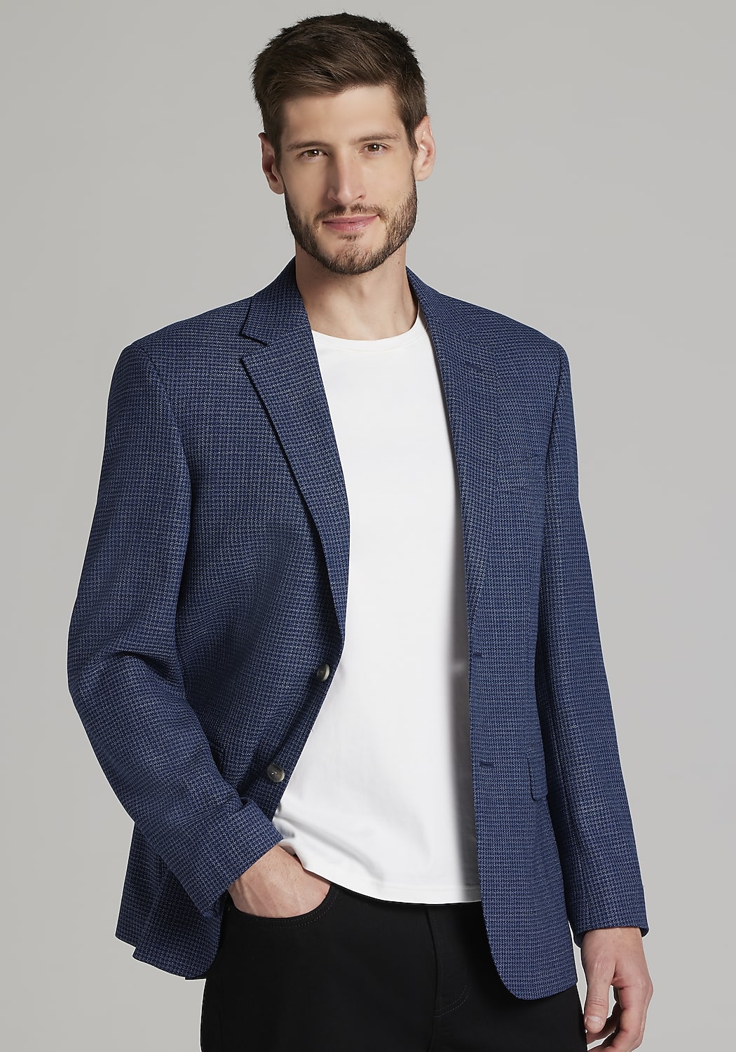 Traveler Collection Tailored Fit Crosshatch Sportcoat - Big & Tall CLEARANCE