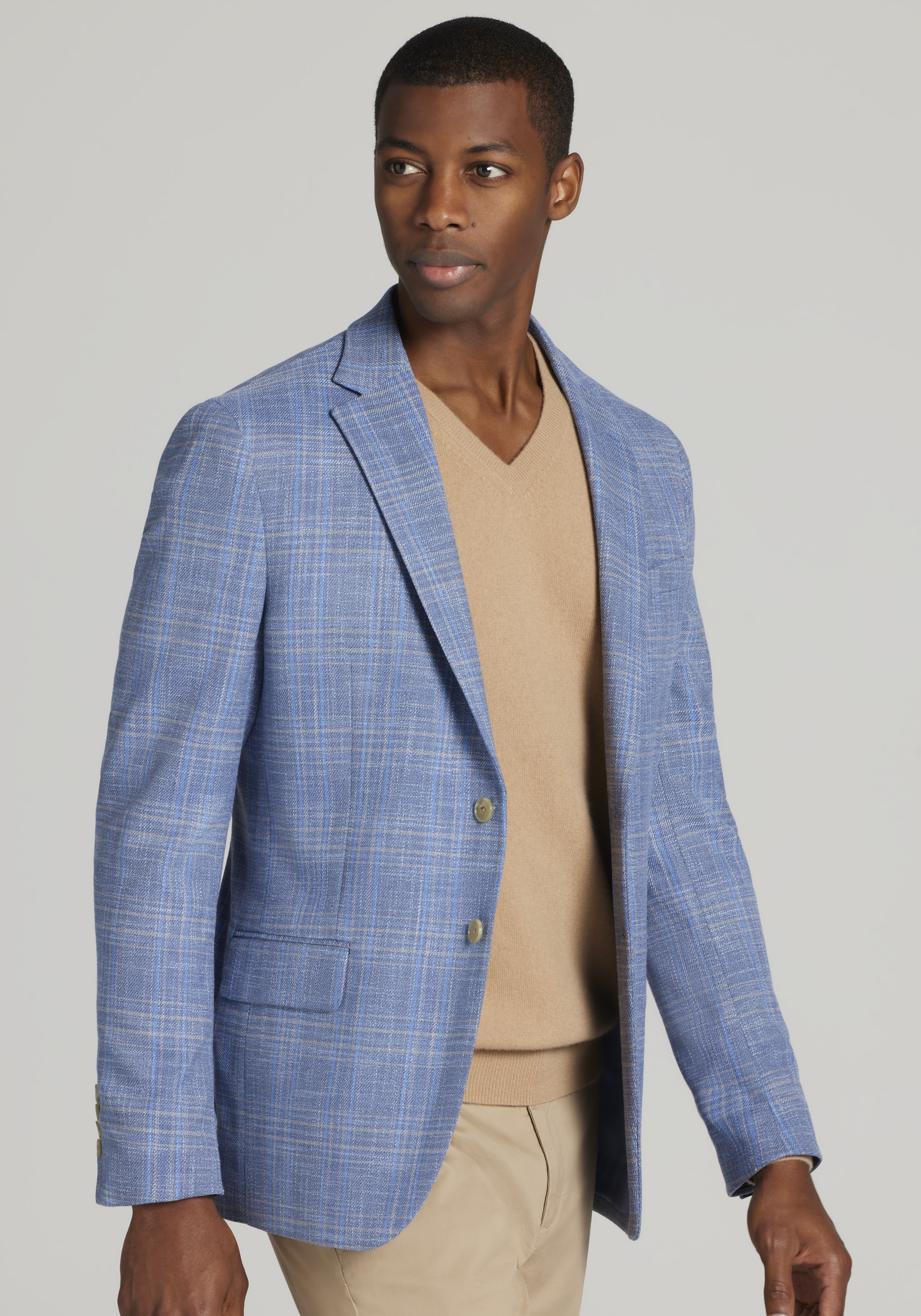 Jos. A. Bank Tailored Fit Plaid Comfort Stretch Sportcoat