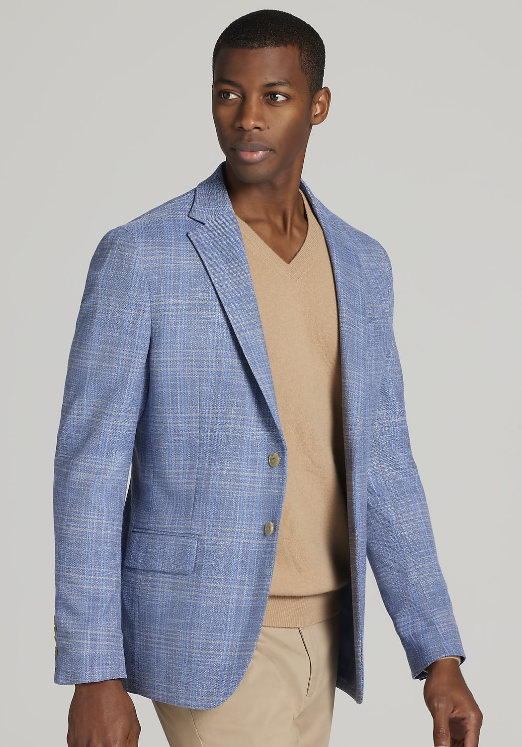 Jos. A. Bank Tailored Fit Plaid Comfort Fit Stretch Sportcoat CLEARANCE