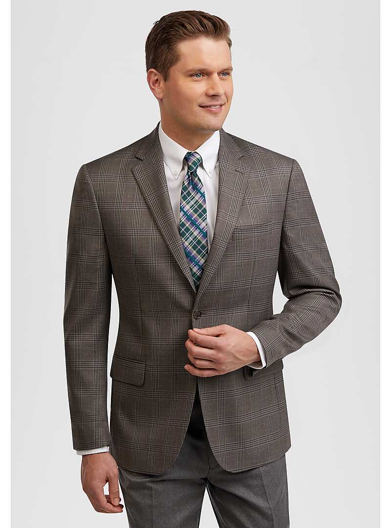 Jos. A. Bank Executive Collection Traditional Fit Plaid Men's Sportcoat (Taupe)