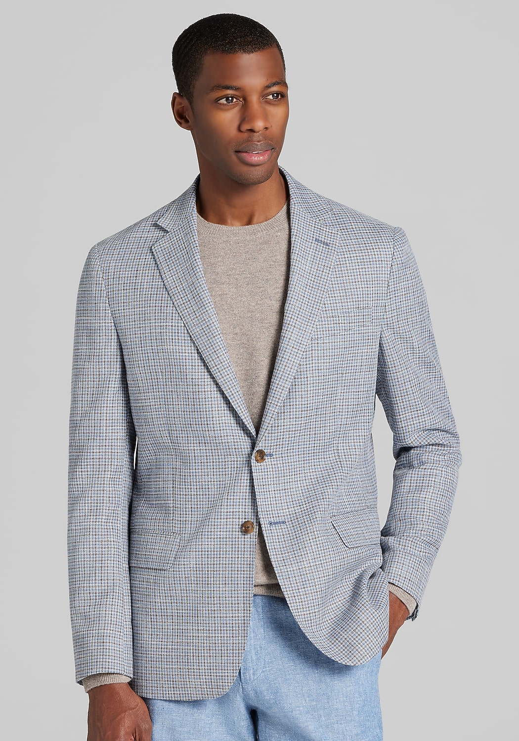 Reserve Collection Tailored Fit Wool-Cotton Blend Check Sportcoat CLEARANCE