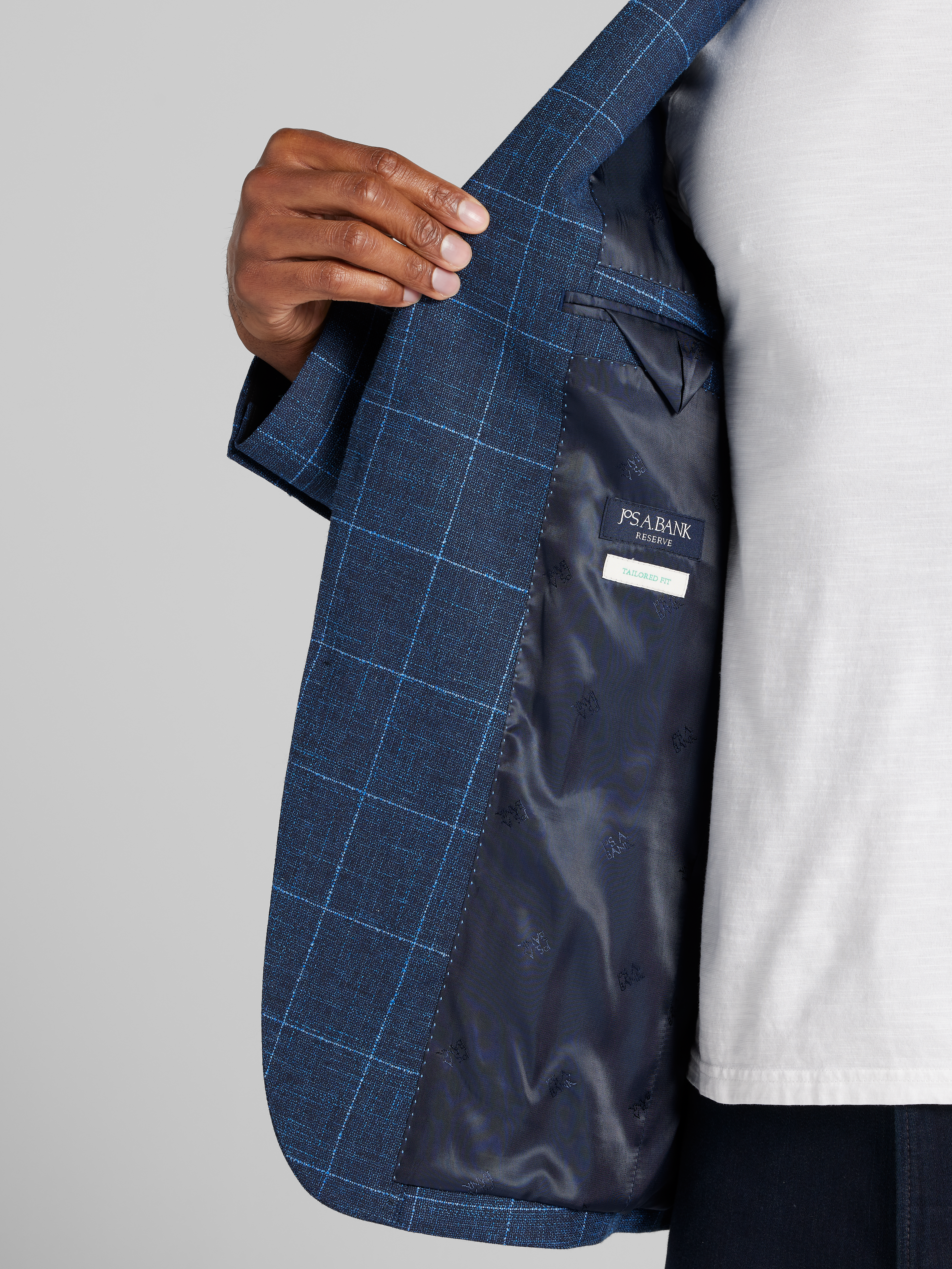 Reserve Collection Tailored Fit Wool-Cotton Blend Windowpane Sportcoat CLEARANCE