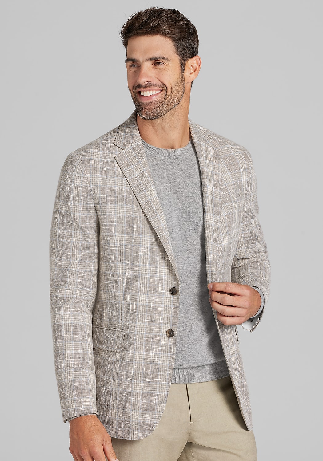 Reserve Collection Tailored Fit Wool-Cotton Blend Plaid Sportcoat CLEARANCE