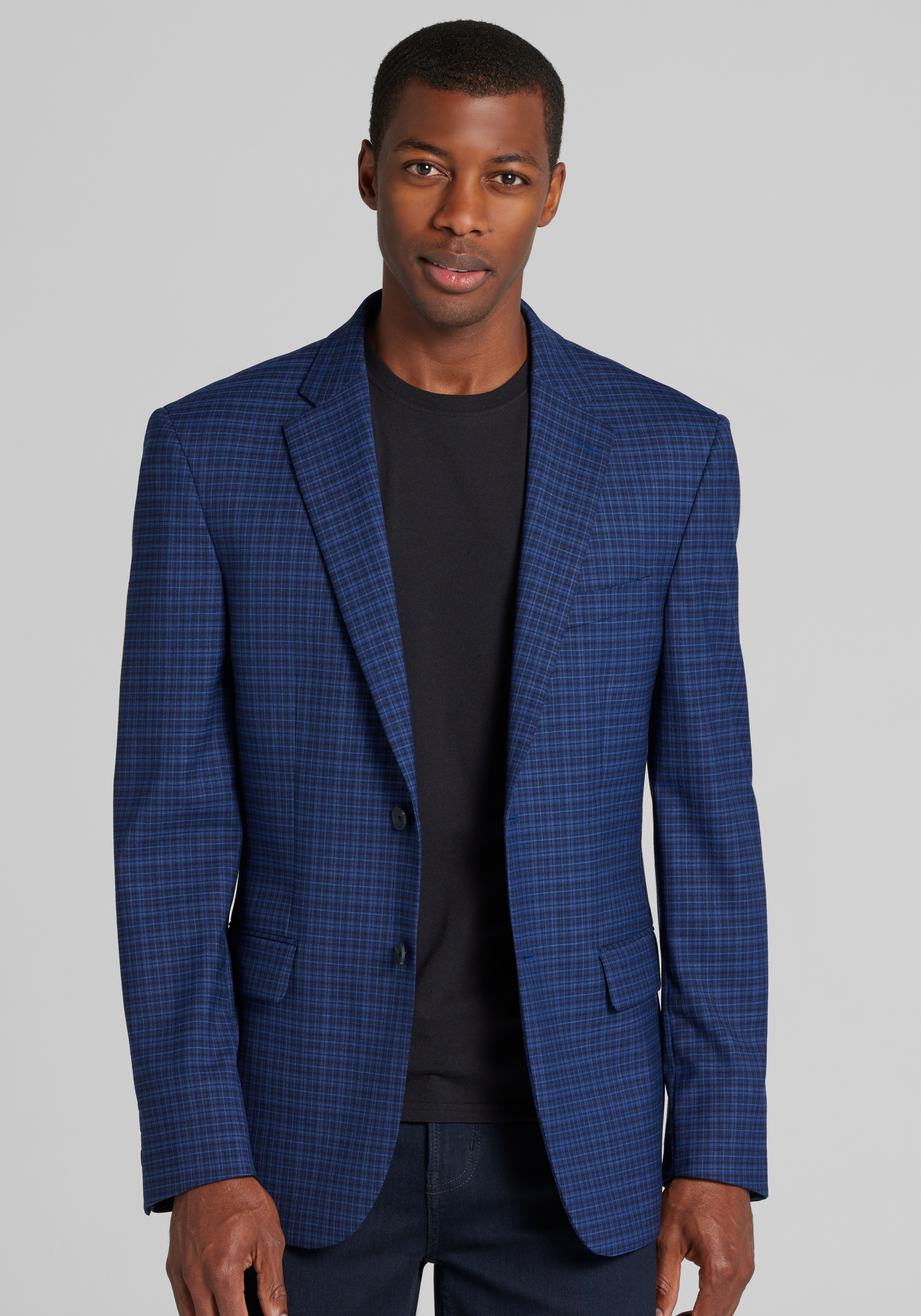 Men's Sportcoats, Traveler Tailored Fit Small Plaid Sportcoat - Jos A Bank