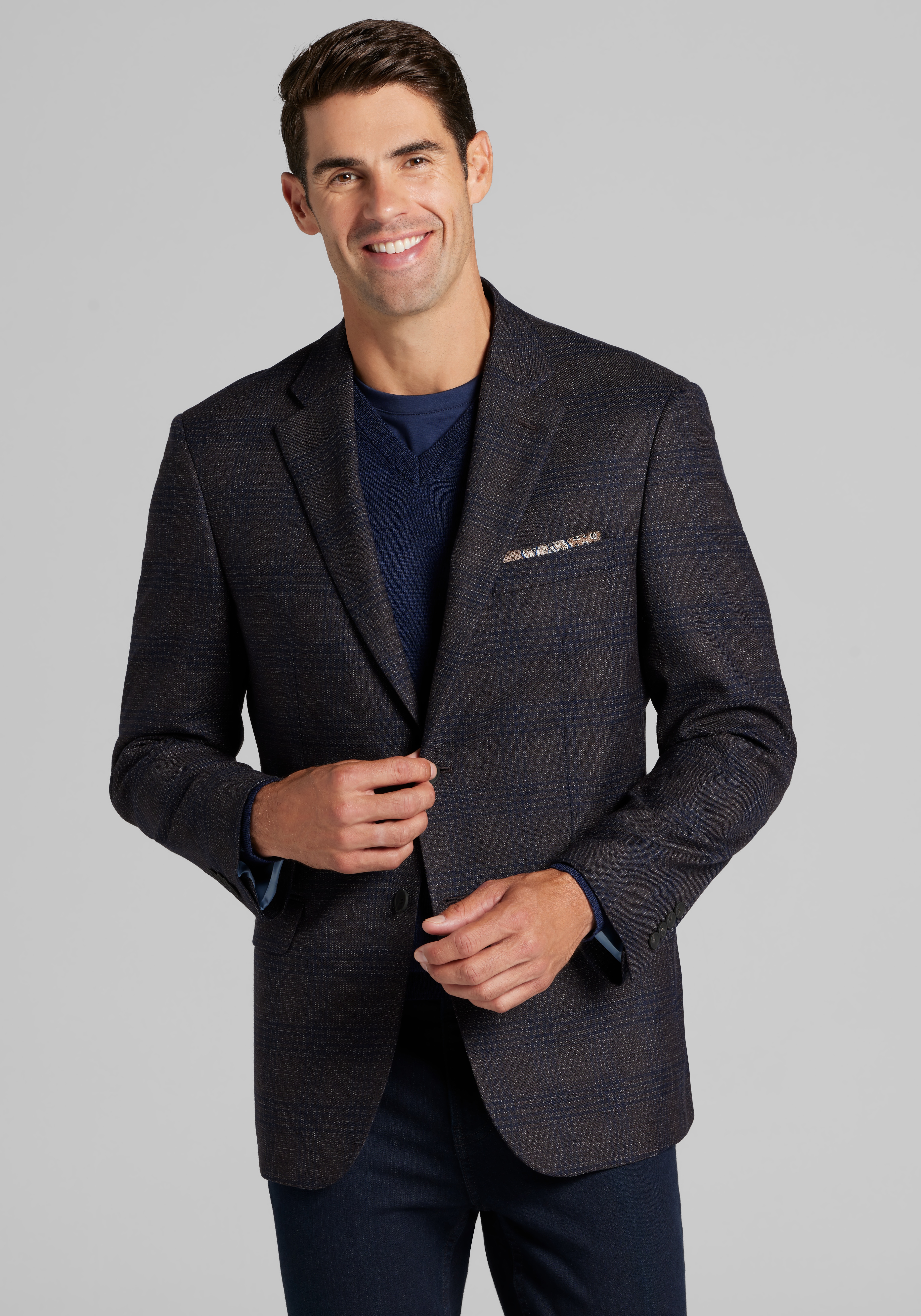 Traveler Collection Tailored Fit Medium Plaid Sportcoat - Big & Tall