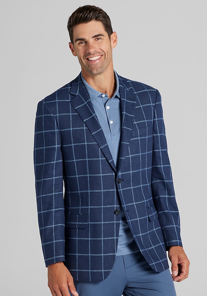 Jos Bank Traditional Fit Windowpane Sportcoat CLEARANCE All