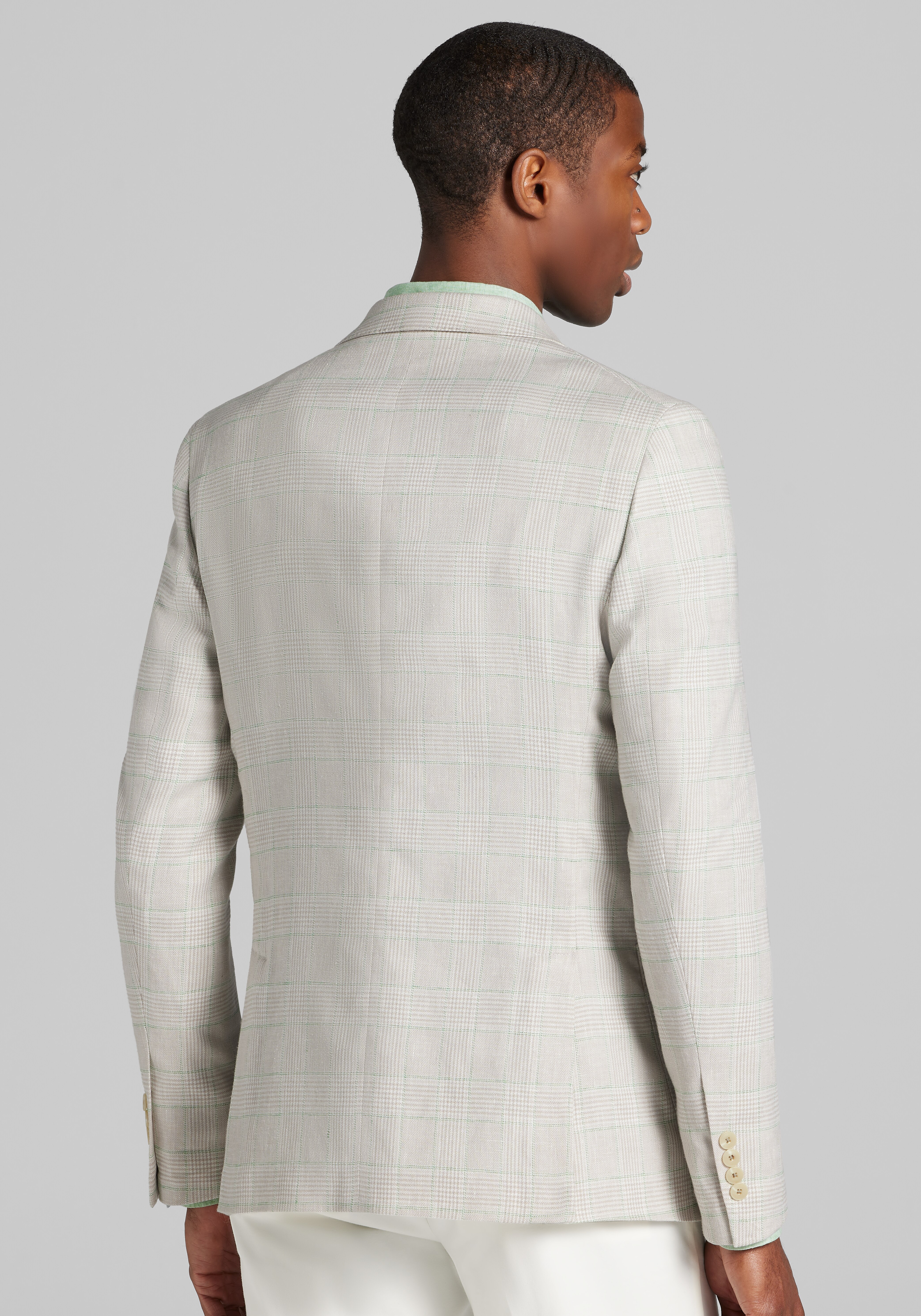 Jos. A. Bank Comfort Stretch Slim Fit Plaid Linen Blend Sportcoat CLEARANCE