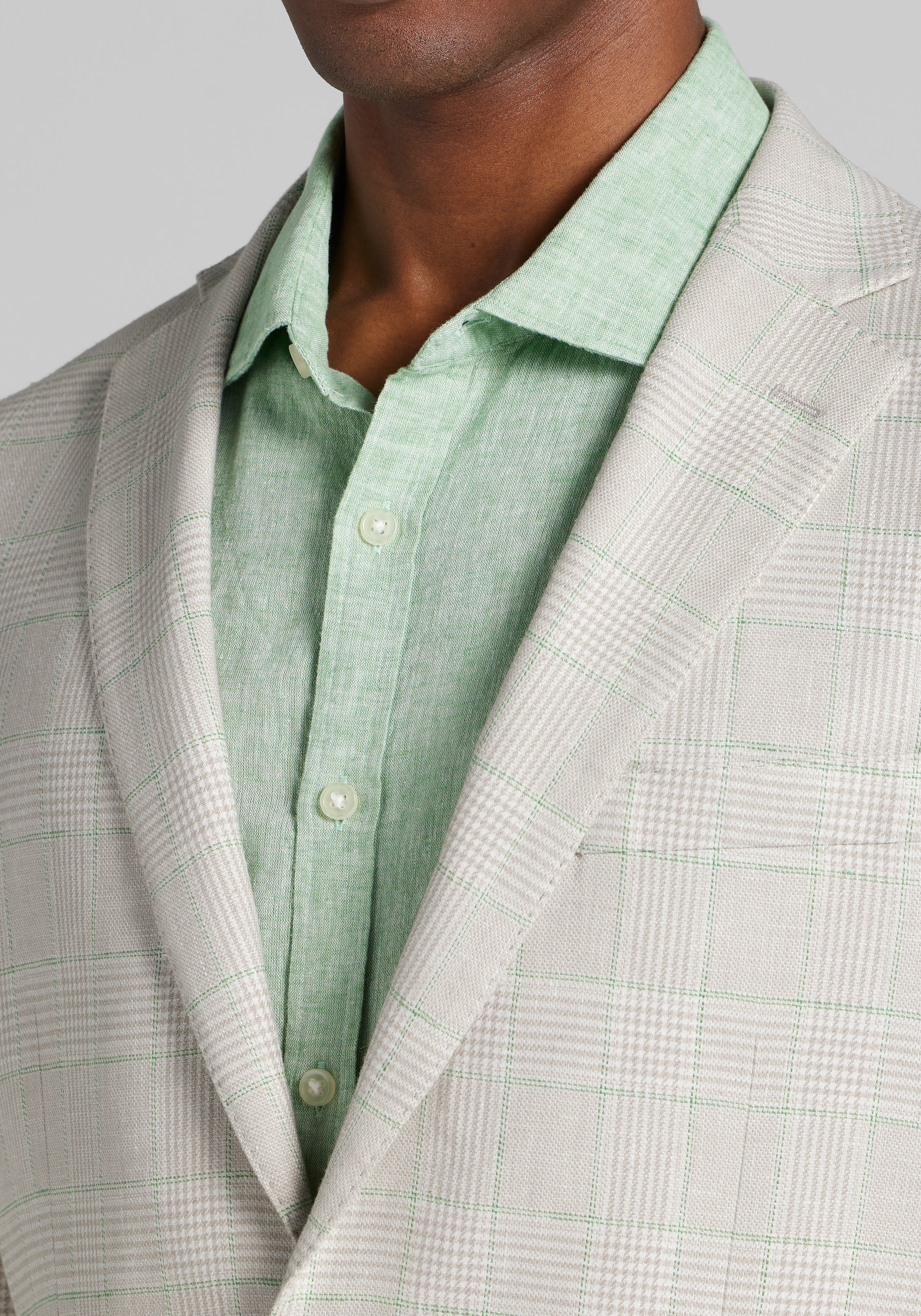 Jos. A. Bank Comfort Stretch Slim Fit Plaid Linen Blend Sportcoat CLEARANCE