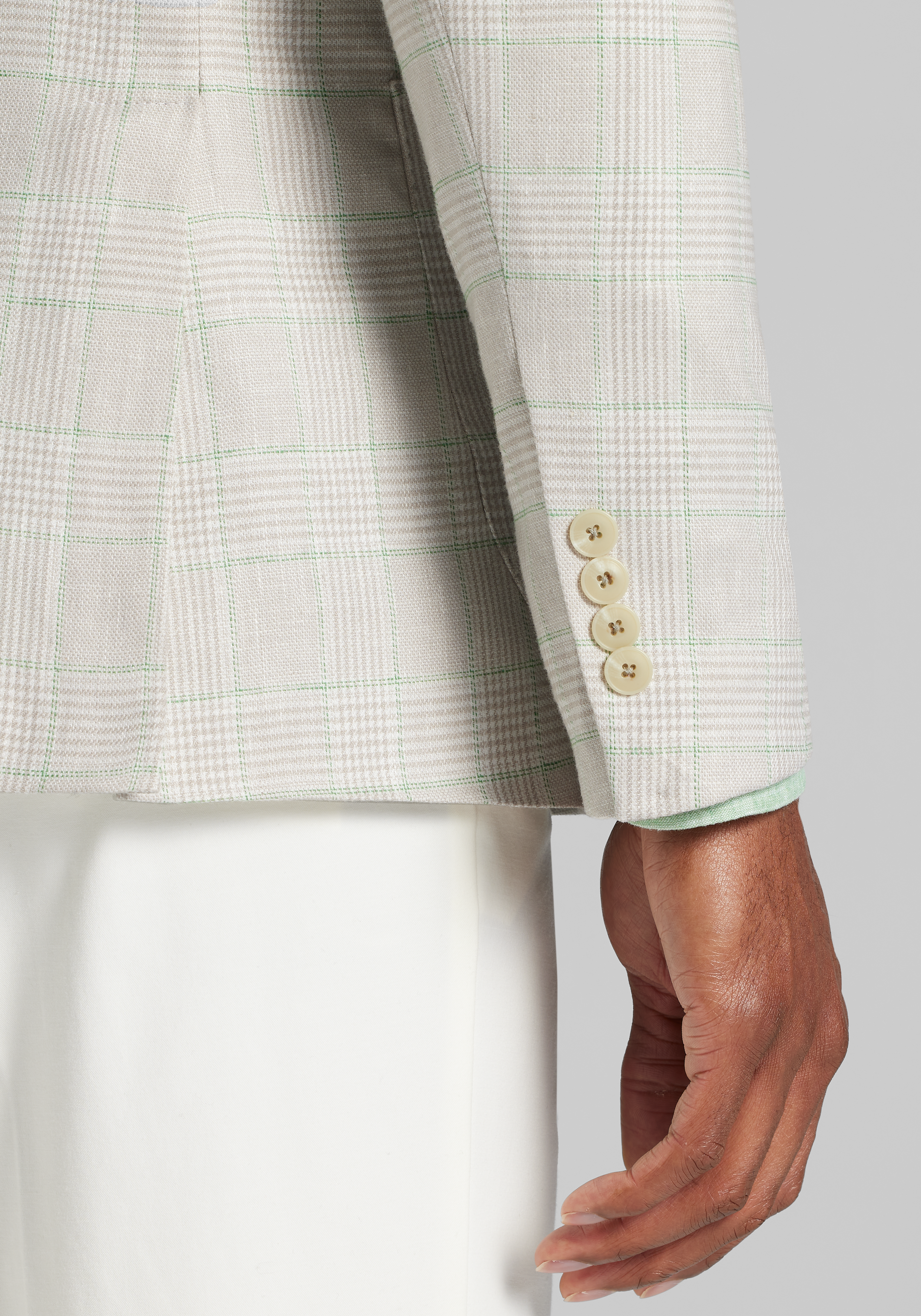 Jos. A. Bank Comfort Stretch Slim Fit Plaid Linen Blend Sportcoat CLEARANCE