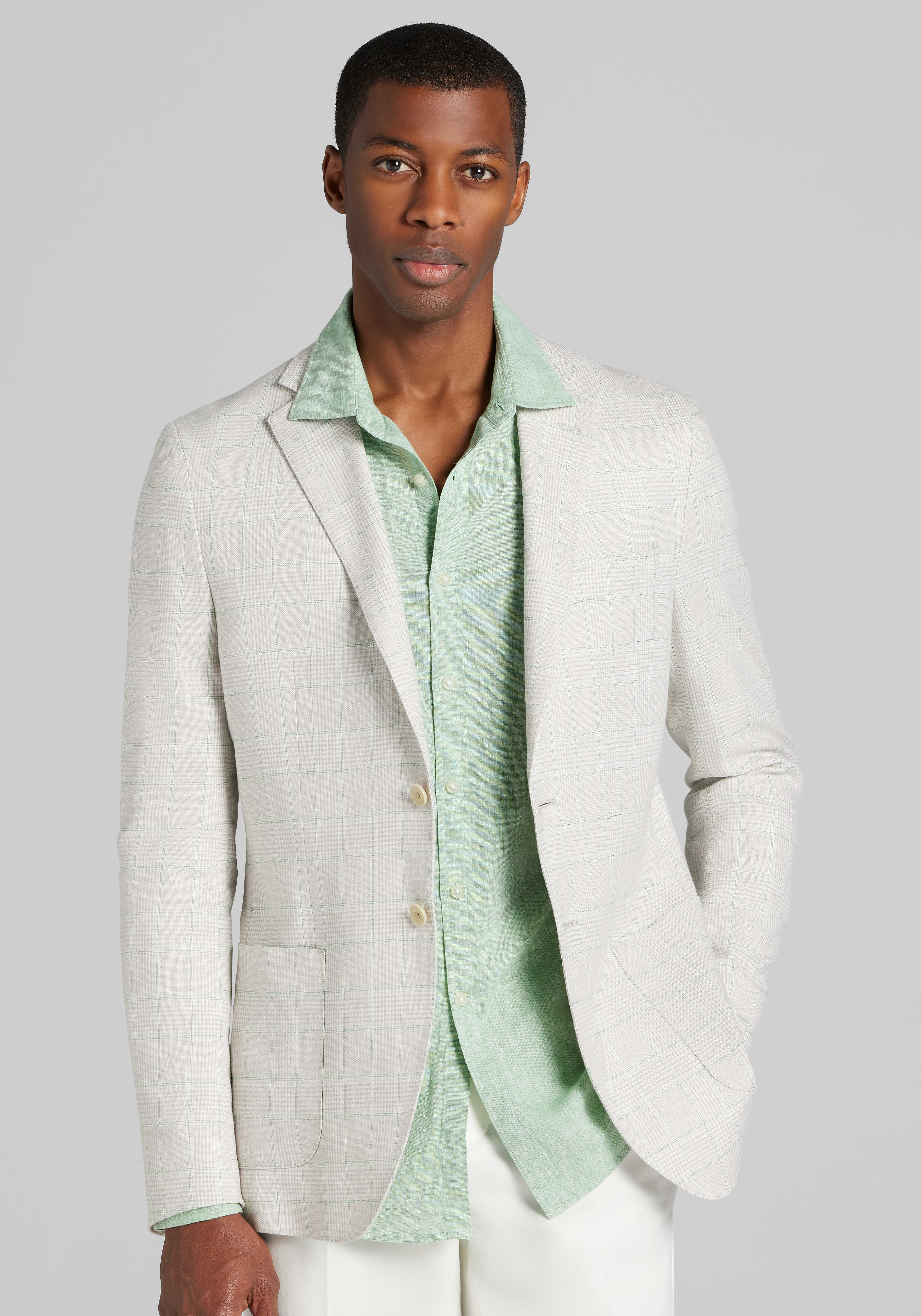Men's Sportcoats, Jos. A. Bank Comfort Stretch Slim Fit Plaid Linen Blend Sportcoat - Jos A Bank