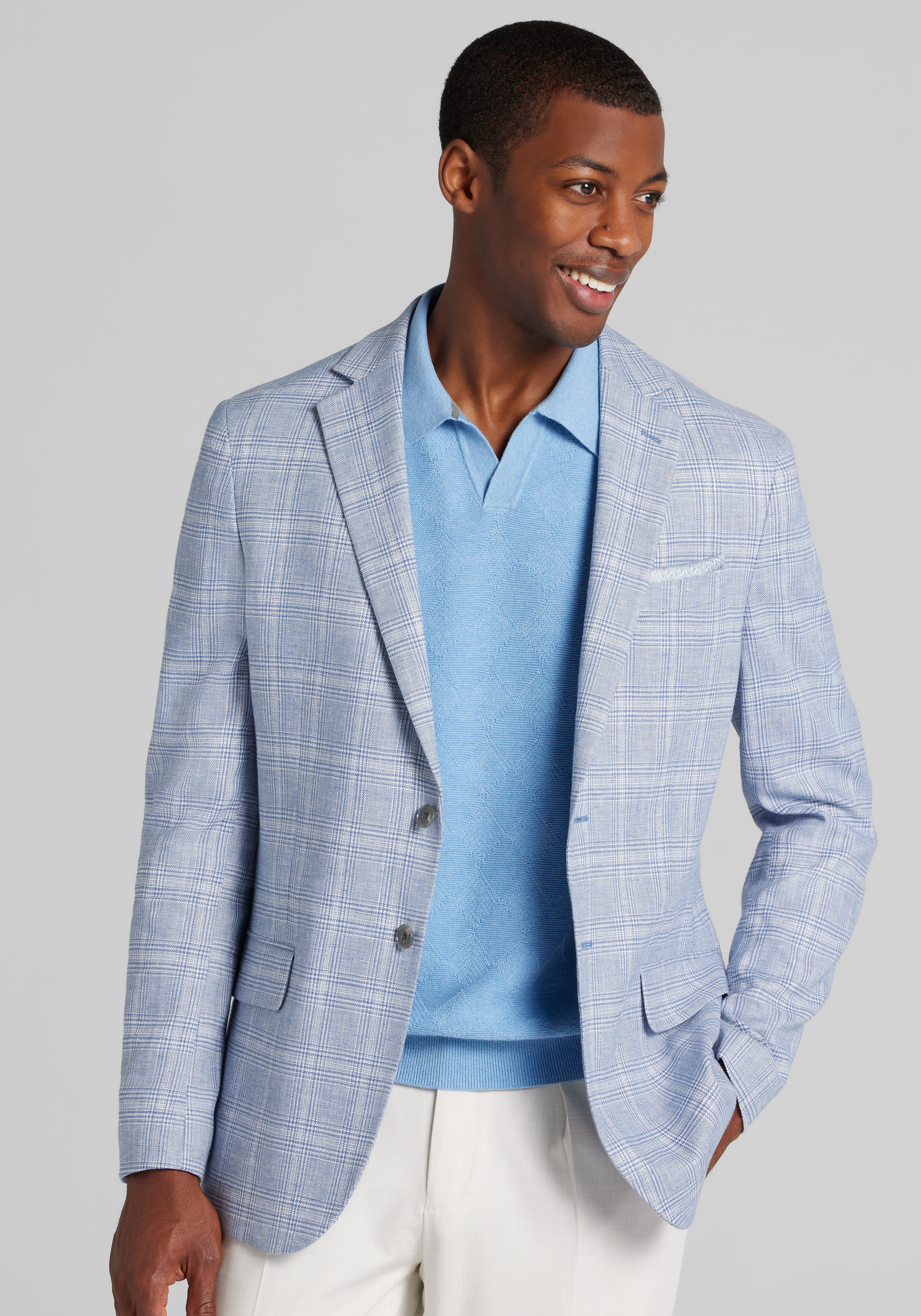Men's Sportcoats, Jos A. Bank Tailored Fit Plaid Linen Blend Sportcoat - Jos A Bank