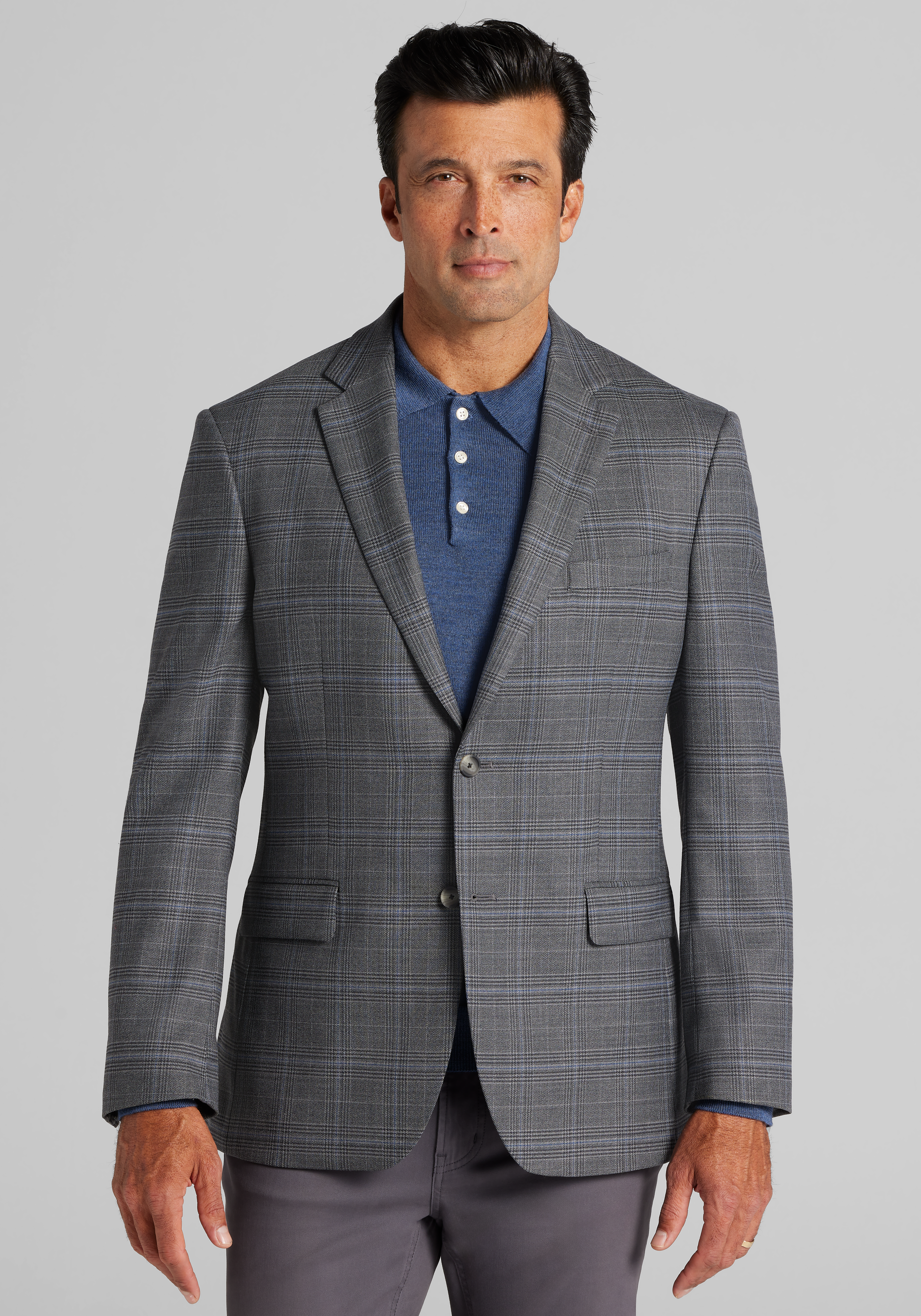 Men's FLYOUT_CATEGORY, Traveler&reg; COOL<i>MOTION</i> Traditional Fit Plaid Sportcoat - Big & Tall - Jos A Bank