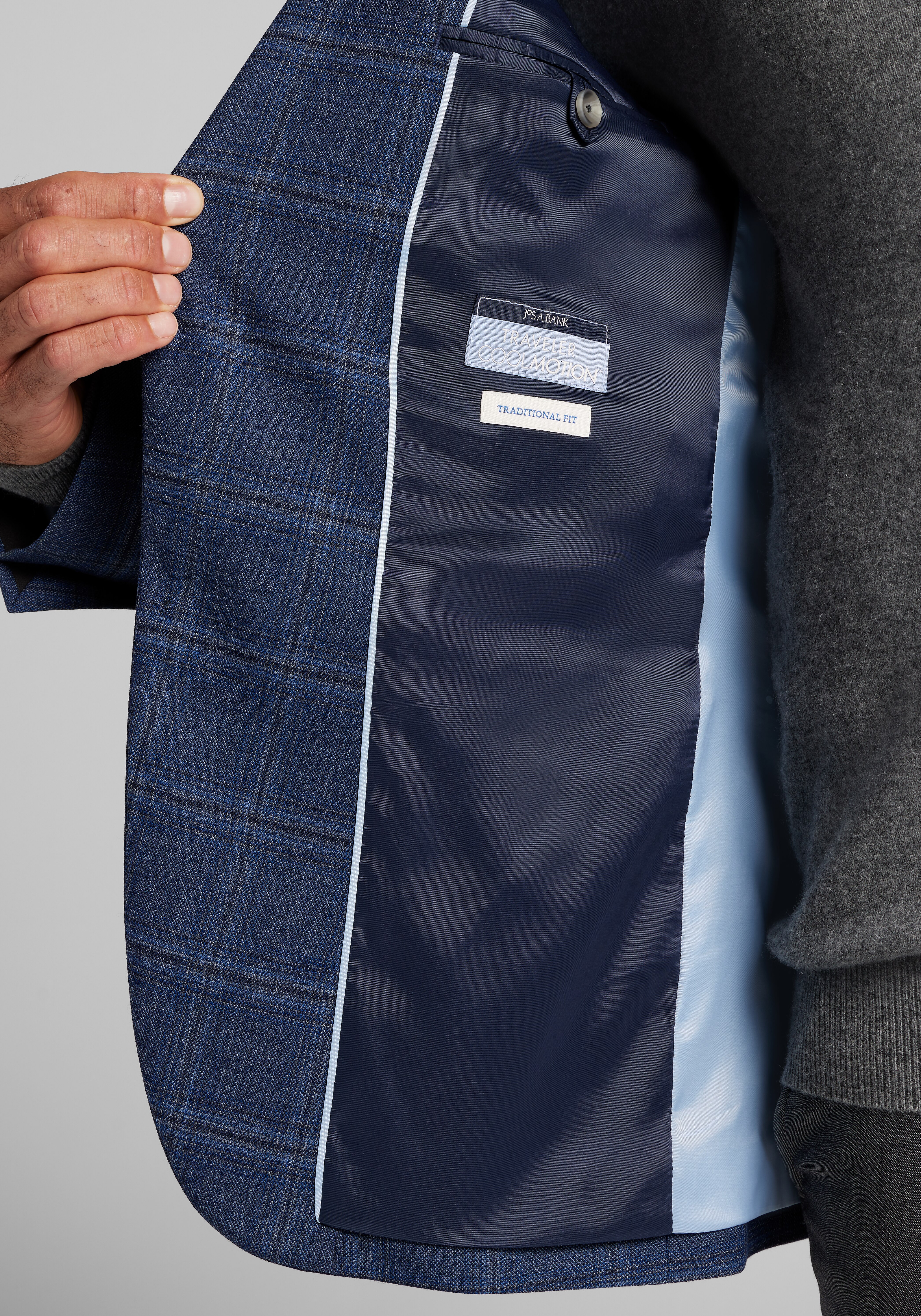 Traveler® CoolMotion Traditional Fit Plaid Sportcoat - Big & Tall CLEARANCE